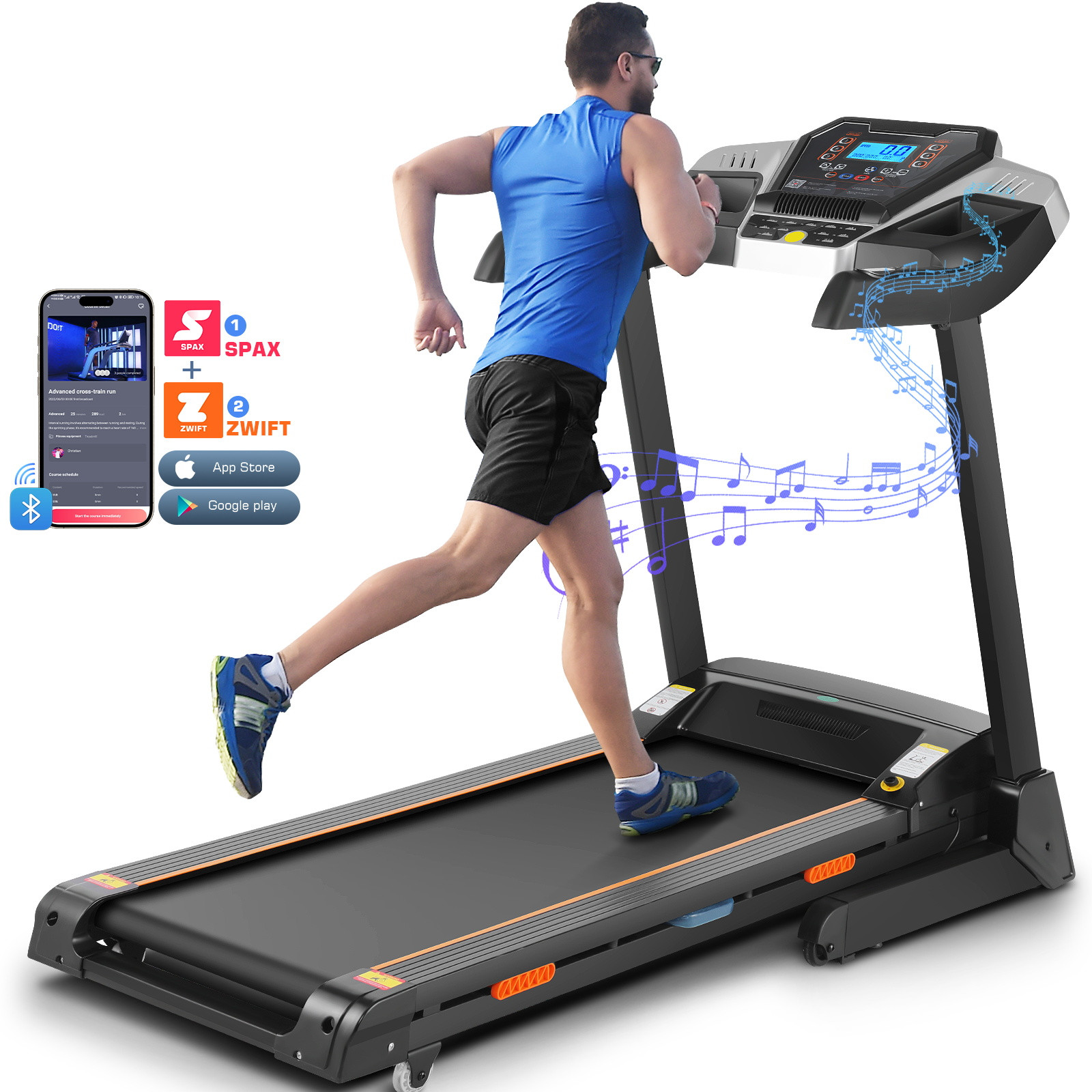 thumbnail video image 2 of Simpfree Auto Incline Treadmill with 15Level, 3.25HP Treadmill for Home Built-in Speaker, 300 lb Weight Capacity Folding Running Machine with Large LCD Display Smart App Control, 2 of 10