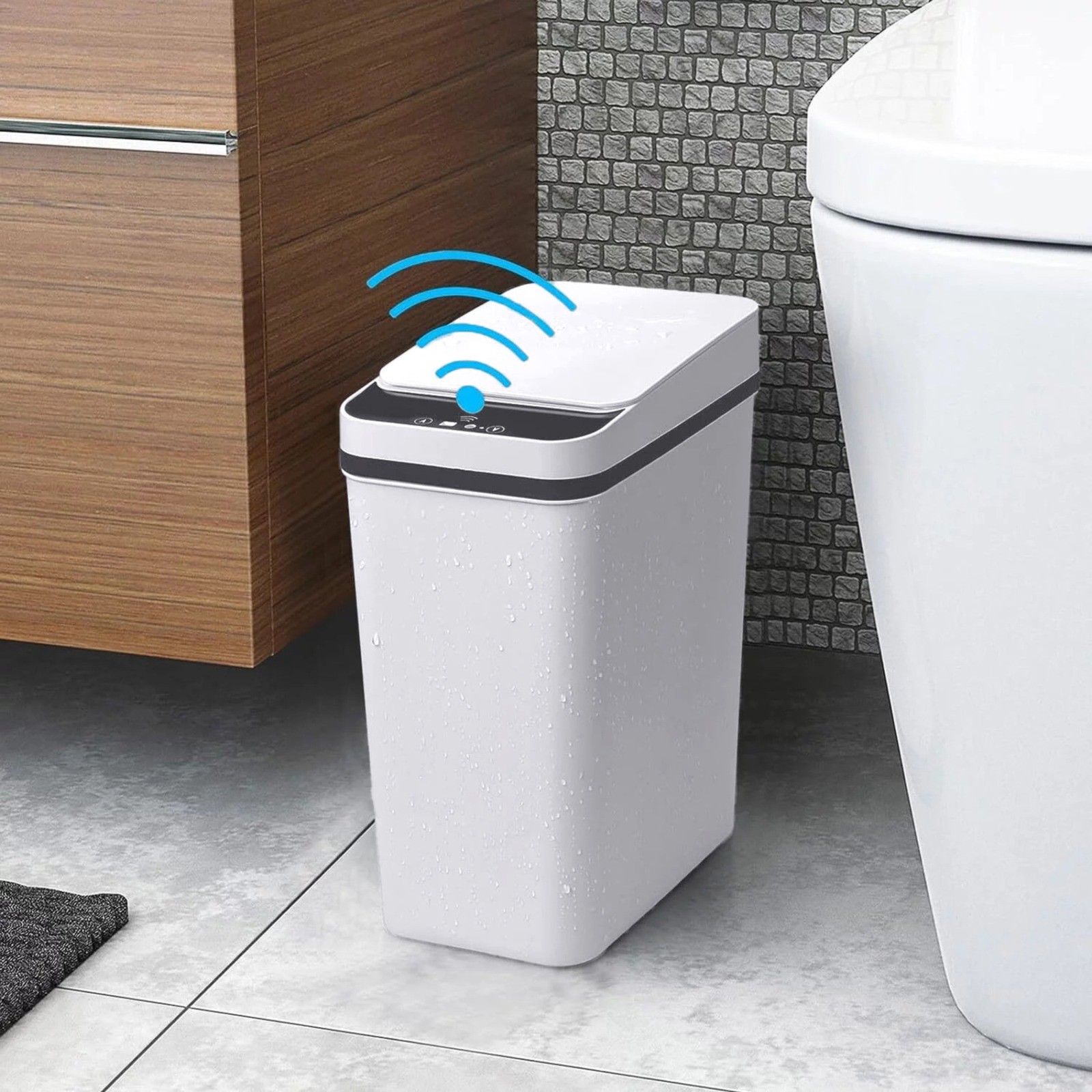 thumbnail video image 2 of Miayilima Garcasee Case Bathroom Smart Touchless Trash Can 2,2 Gallon Automatic Motion Sensor Rubbish Can with Lid Electric Narrow Small Garbage for Kitchen Living Room Toilet Bedroom, 2 of 10