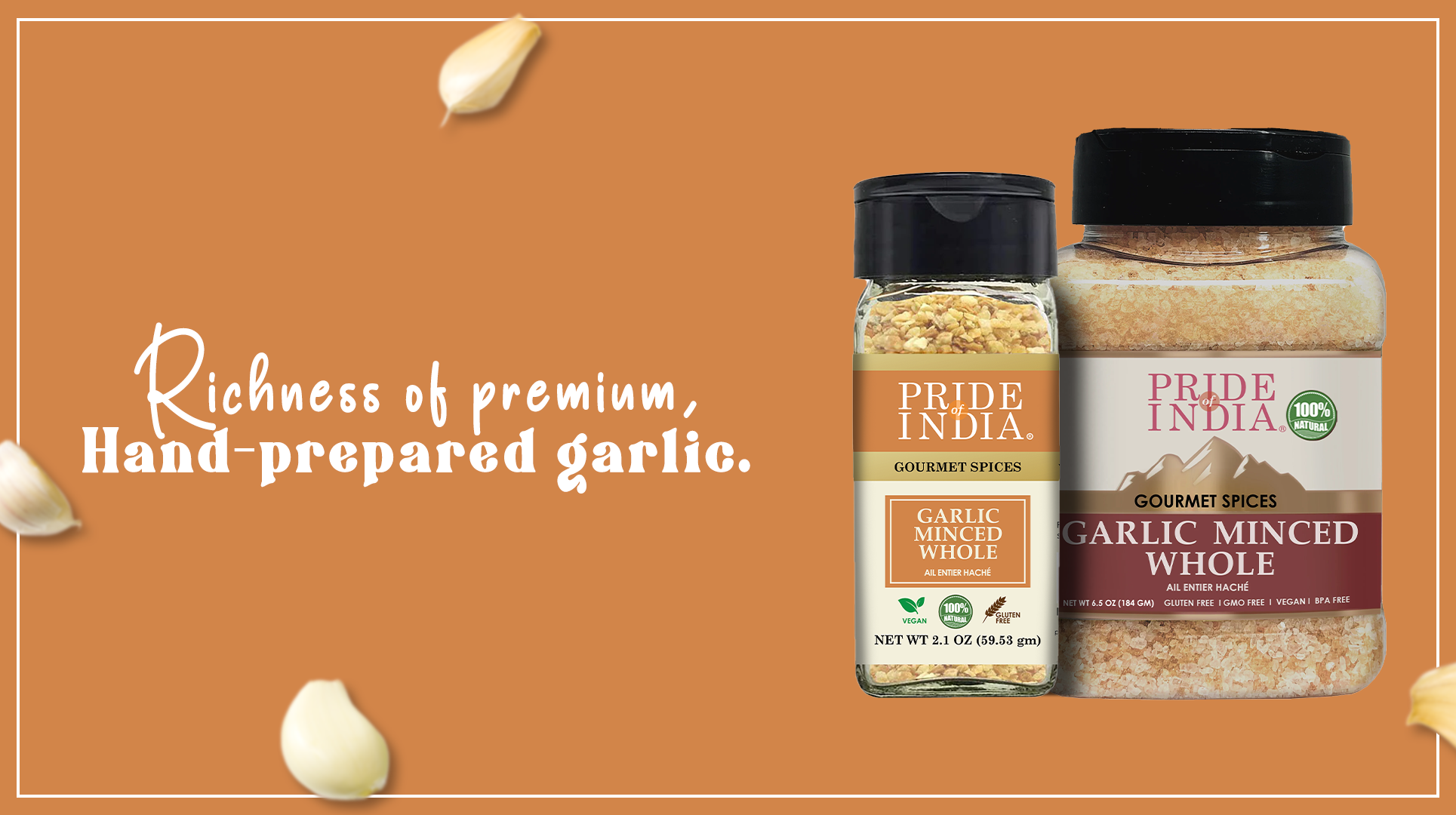 thumbnail video image 2 of Pride Of India- Garlic Minced Whole- 7oz (200gm)- Made from whole, fresh garlic cloves to give finely grated uniform strips - GMO Free, Vegan, Gluten-Free, and No Artificial Colors, 2 of 7