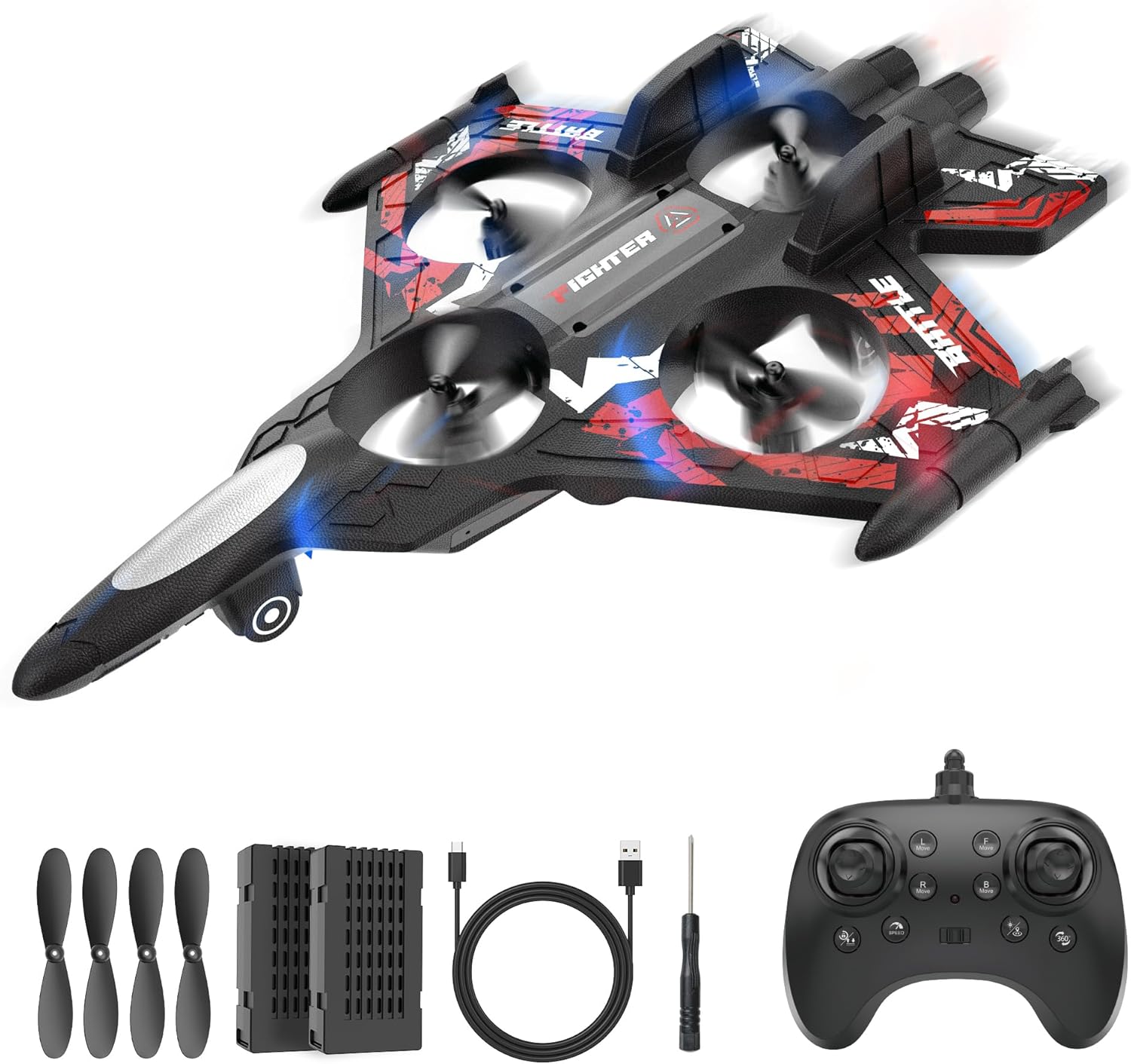 thumbnail video image 2 of Kivdit RC Plane with 2 Batteries,2.4GHz Remote Control Airplane with Light for Kids Adults Beginners, 2 of 10