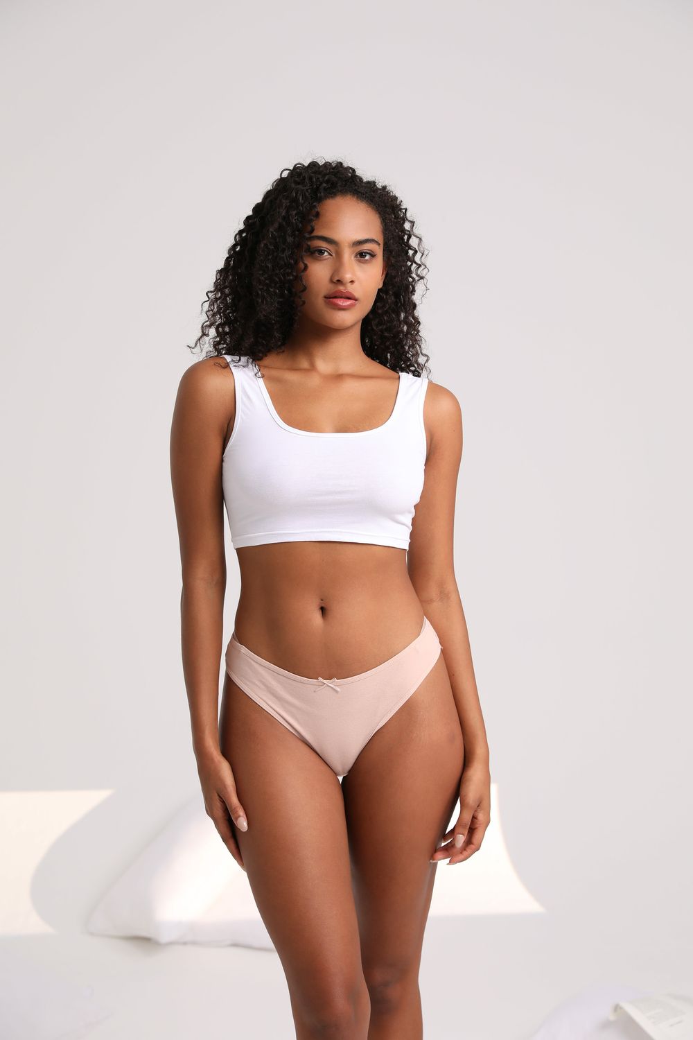 thumbnail video image 2 of Jo & Bette Women's Breathable Cotton Thong Lingerie Panties, 6-Pack, Pink M, 2 of 7