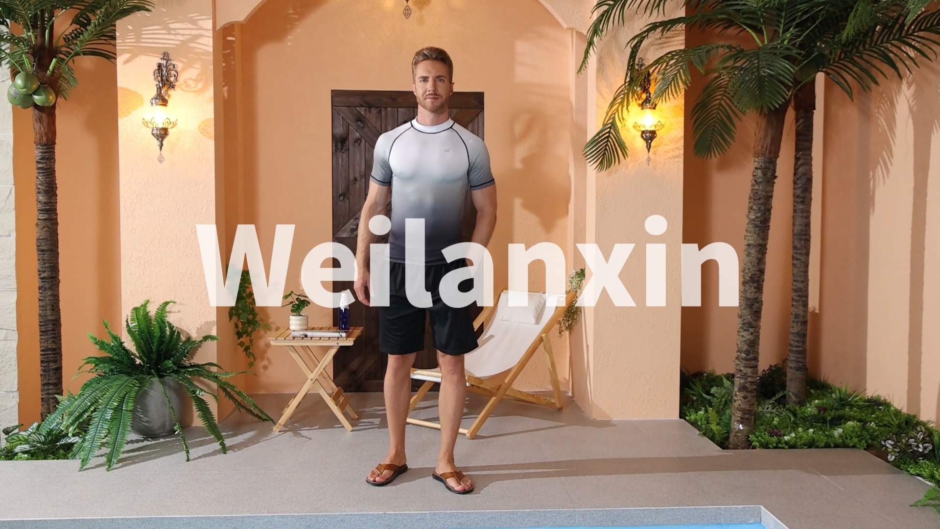 thumbnail video image 2 of Weilanxin Men's UPF50+ Quick-Dry Rash Guard Shirt Surfing, Running, Water Sports, Reflective Safety Design, 2 of 11