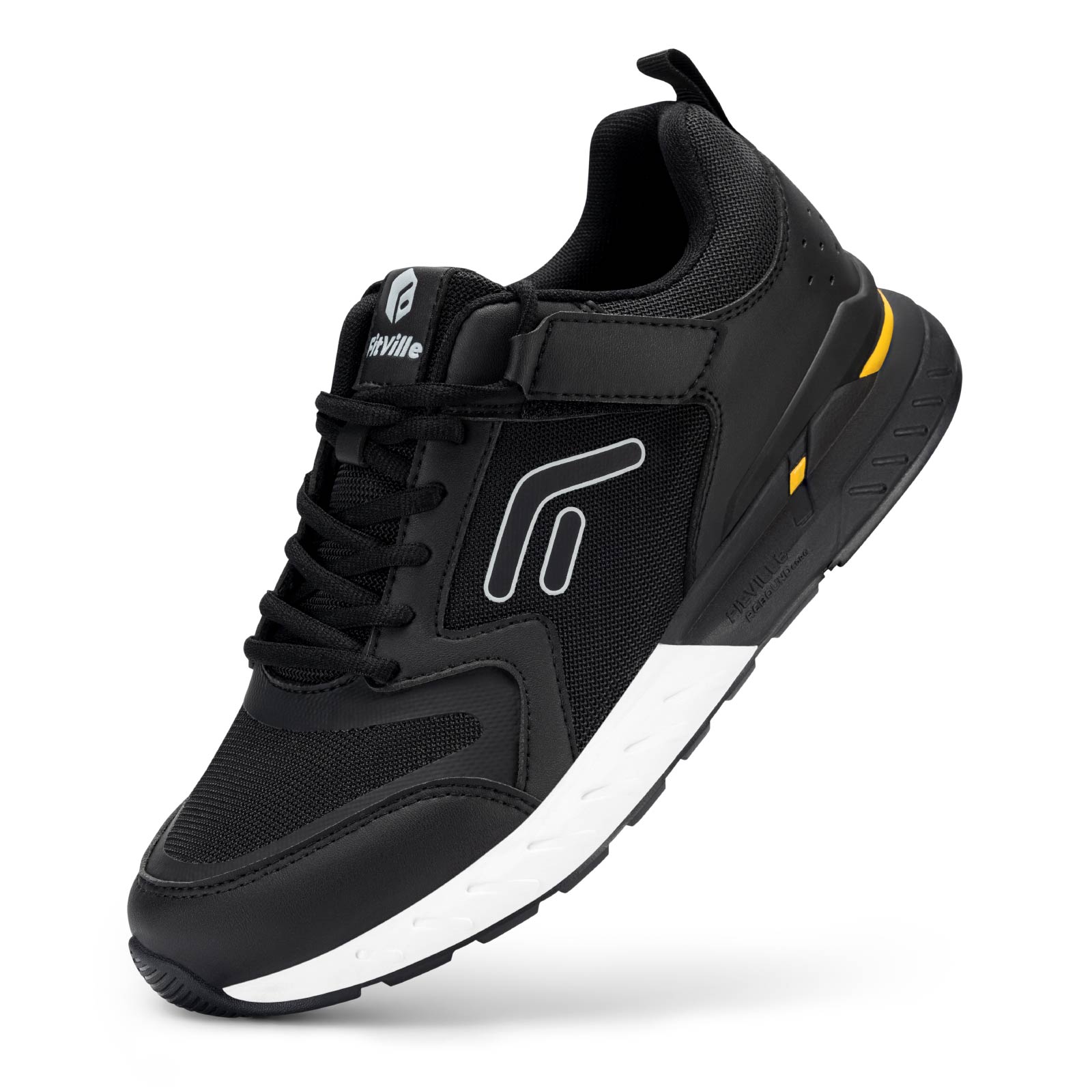 thumbnail video image 2 of FitVille Men's Walking Shoes Extra Wide Hands Free Sneakers Hook and Loop Strap Running Shoes, Black, 12 x-Wide, 2 of 8