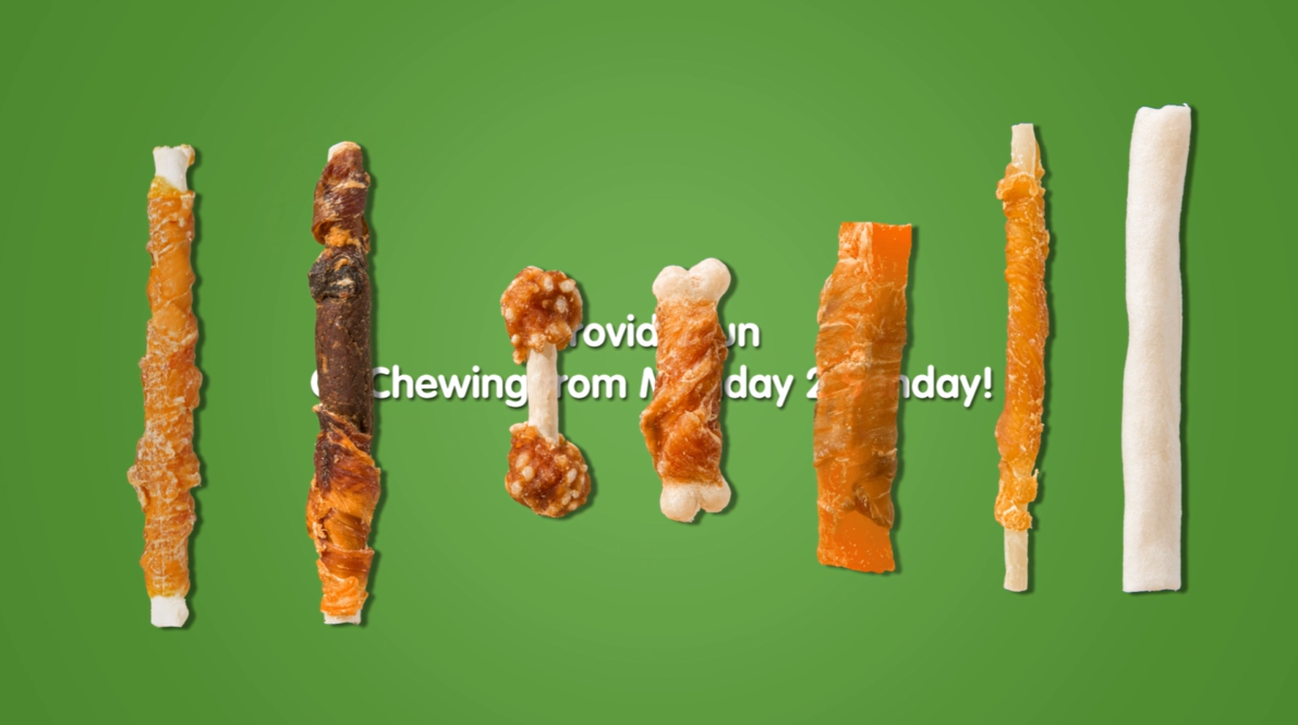 thumbnail video image 2 of MON2SUN Chicken & Rice Dumbbells with Rawhide Small Dog Treats, 16 oz (30 Count), 2 of 10