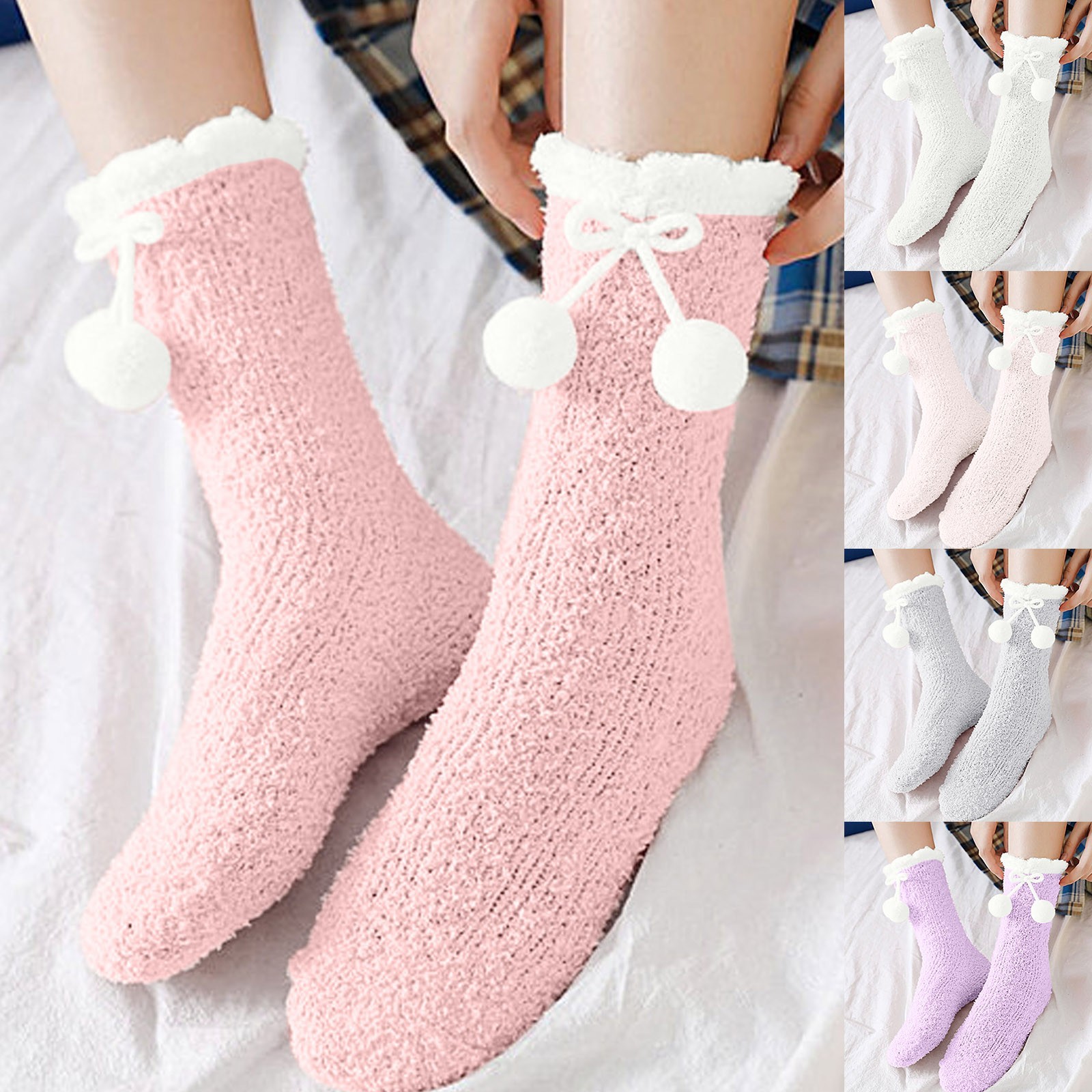 thumbnail video image 2 of GZWYHT Crew Socks,Fuzzy Socks Women's Winter Warm Fuzzy Socks Slipper Socks Women's Soft Fuzzy Sleeping Socks Fuzzy Slipper Socks Knee High Stockings,Dress Socks,Slouch Socks A, 2 of 5