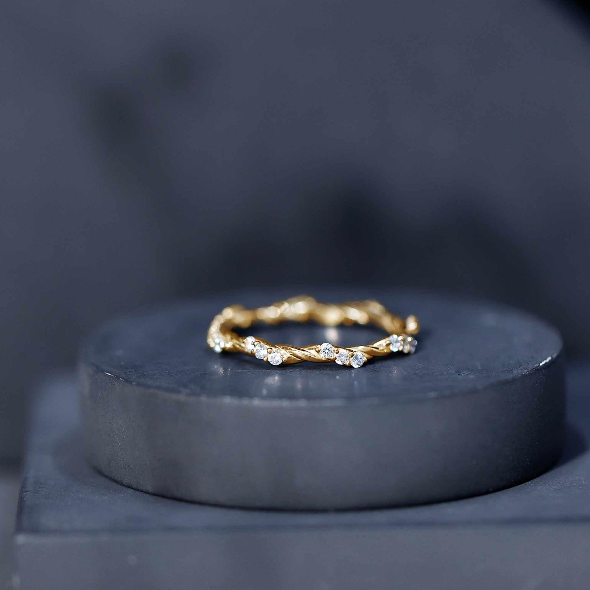 thumbnail video image 2 of Rosec Jewels Lab Grown Diamond Stacking Ring for Women - Twisted Ring - EF-VS Quality - Ready to Gift with Jewelry Box, 18K Yellow Gold, US 9.00, 2 of 7