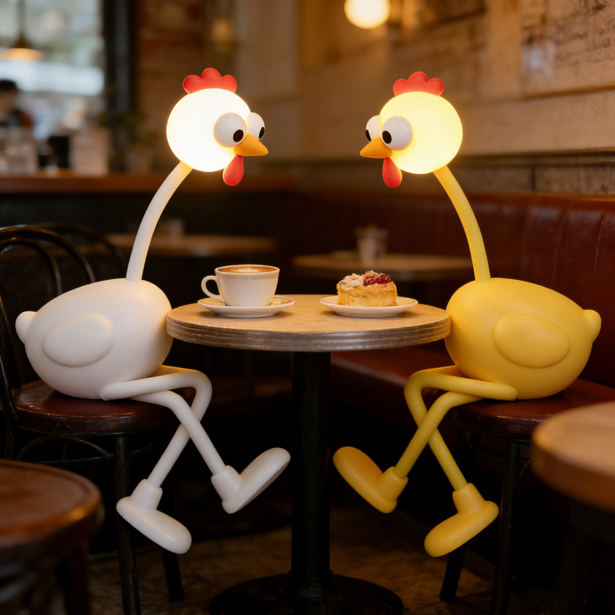 thumbnail video image 2 of Night Light, Changeable Shape Funny Chicken, 3-Level Dimming, Mini Decorative, White, 7.2"x2.83", for Desk, Christmas, Home, 2 of 10