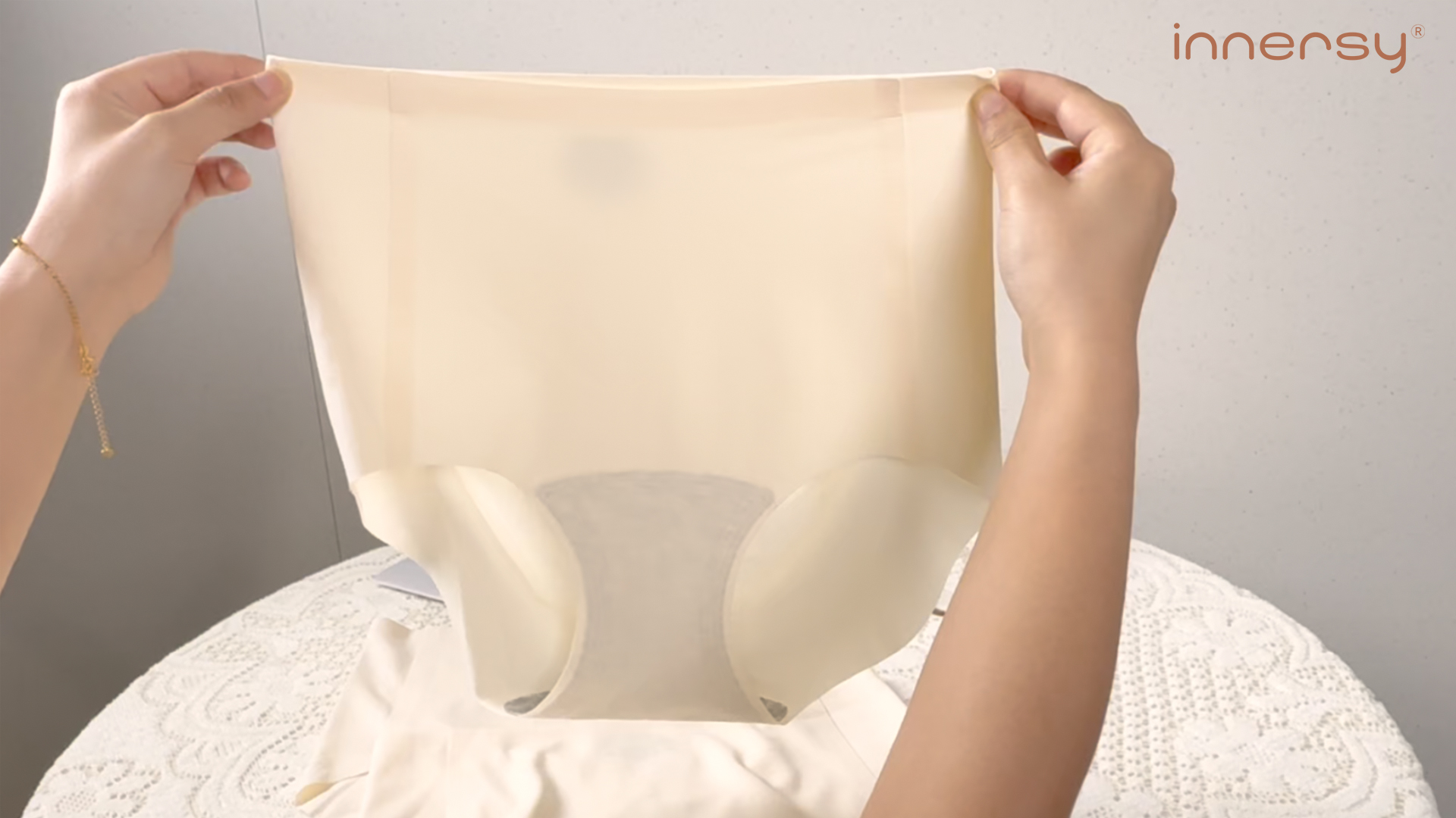 thumbnail video image 2 of INNERSY Seamless High Waisted Underwear for Women No Show Stretch Panties Briefs 3 Pack(L,Soft Tone), 2 of 11