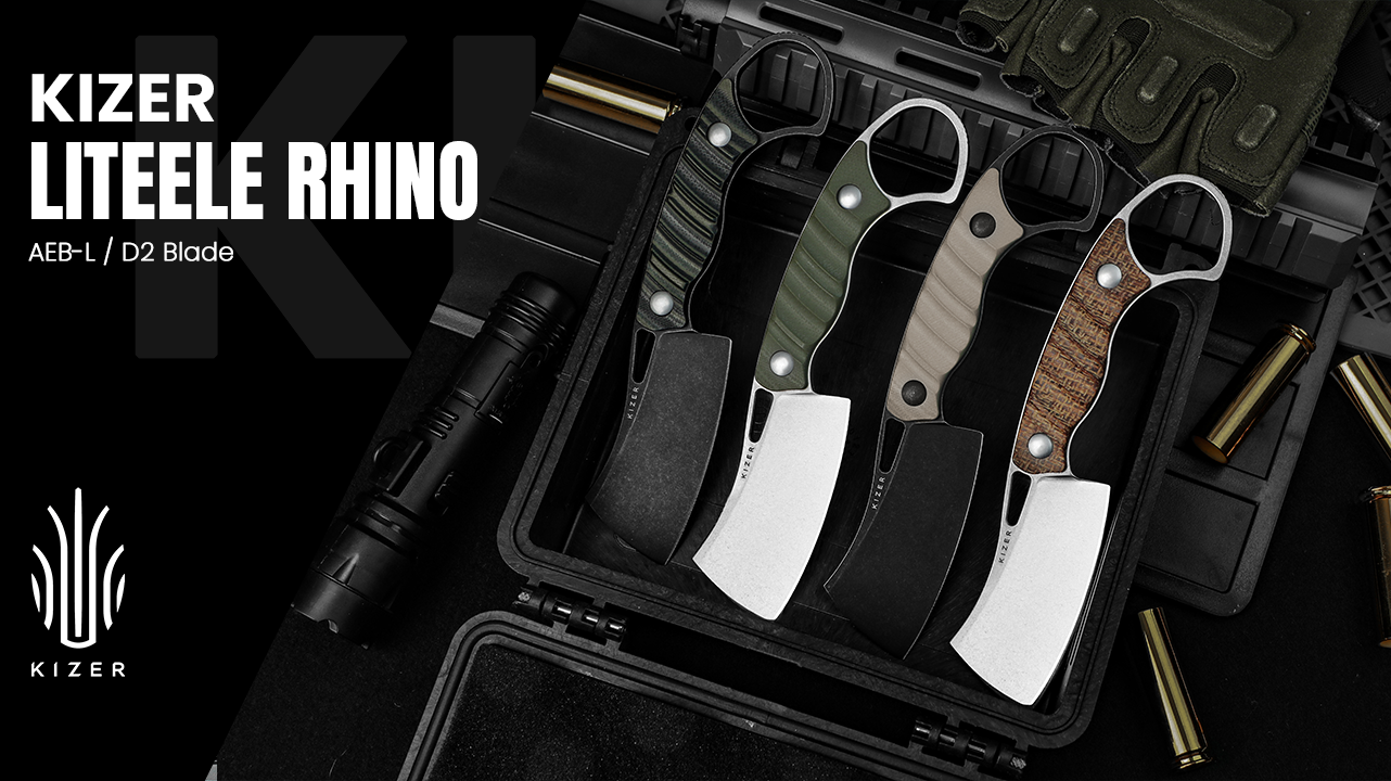 thumbnail video image 2 of Kizer Fixed Blade Knife Little Rhino, D2 Steel G10 Handle Pocket Tactical Knives, 1065A3, 2 of 10