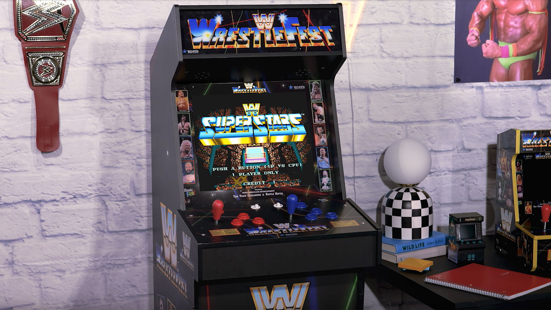 thumbnail video image 2 of Arcade Classics WWE Ultra Series Game Machine with 17" Liquid Crystal Screen & 5 Games, 2 of 13