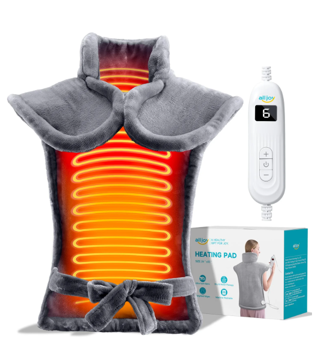 thumbnail video image 2 of ALLJOY 24"x33" Large Shoulder Heating Pad for Back Pain Relief, Fast-Heating, Electric Large Heated Pad for Neck & Wrap with 6 Settings, Auto Shut-Off, the Best Gift for Love, Grey, 2 of 9