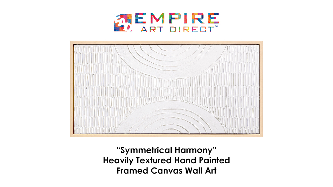 thumbnail video image 2 of Symmetrical Harmony Heavily Textured Hand Painted White Framed Canvas Wall Art, 2 of 12