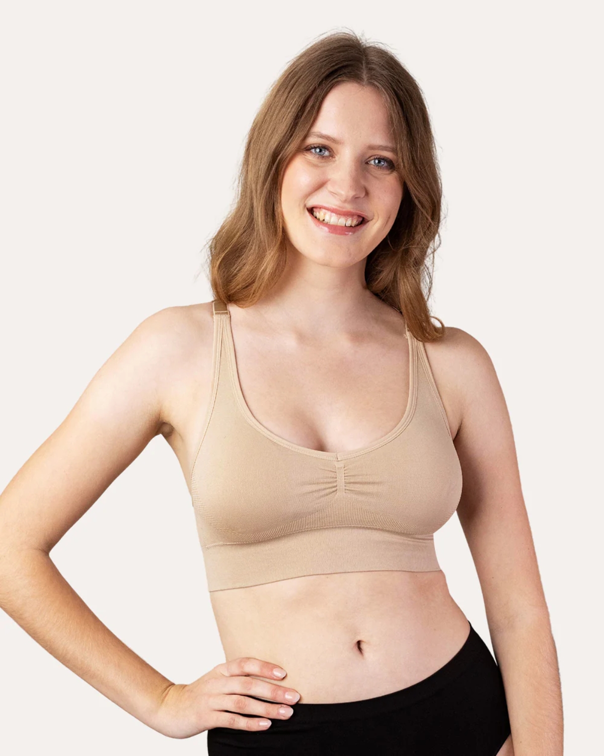 thumbnail video image 2 of Coobie Women's Seamless Fusion Racerback Sports Bra 9093,Light Nude,One Size, 2 of 8