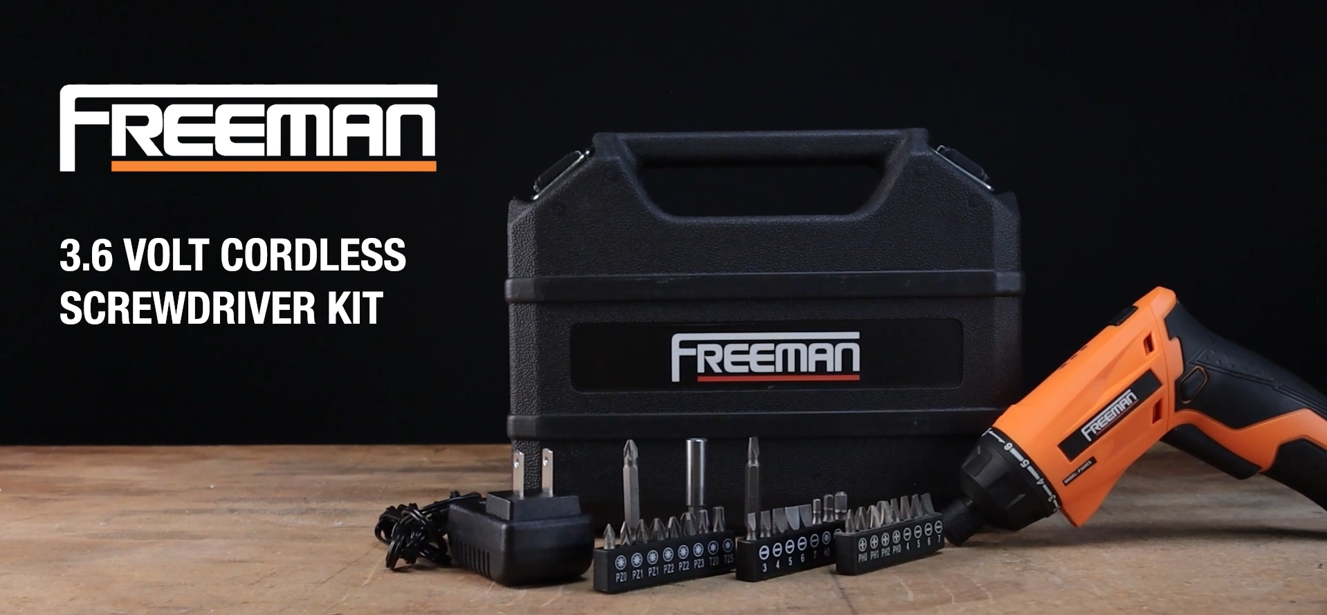 thumbnail video image 2 of Freeman P36VCS 3.6 Volt Cordless Screwdriver Kit with Charger, Hex Bits, and Case, 2 of 9