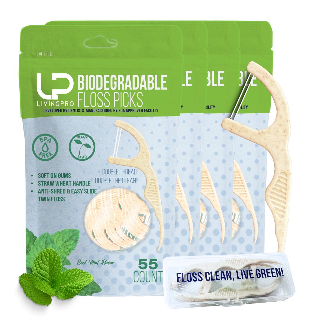 thumbnail video image 2 of Twin Line Biodegradable Floss Picks (220 Count) - Compostable Tooth Flossers -Double Thread 2X The Clean | Bonus Travel Case | Thing Thread Glide Easy & Shred-Resistant, 2 of 8