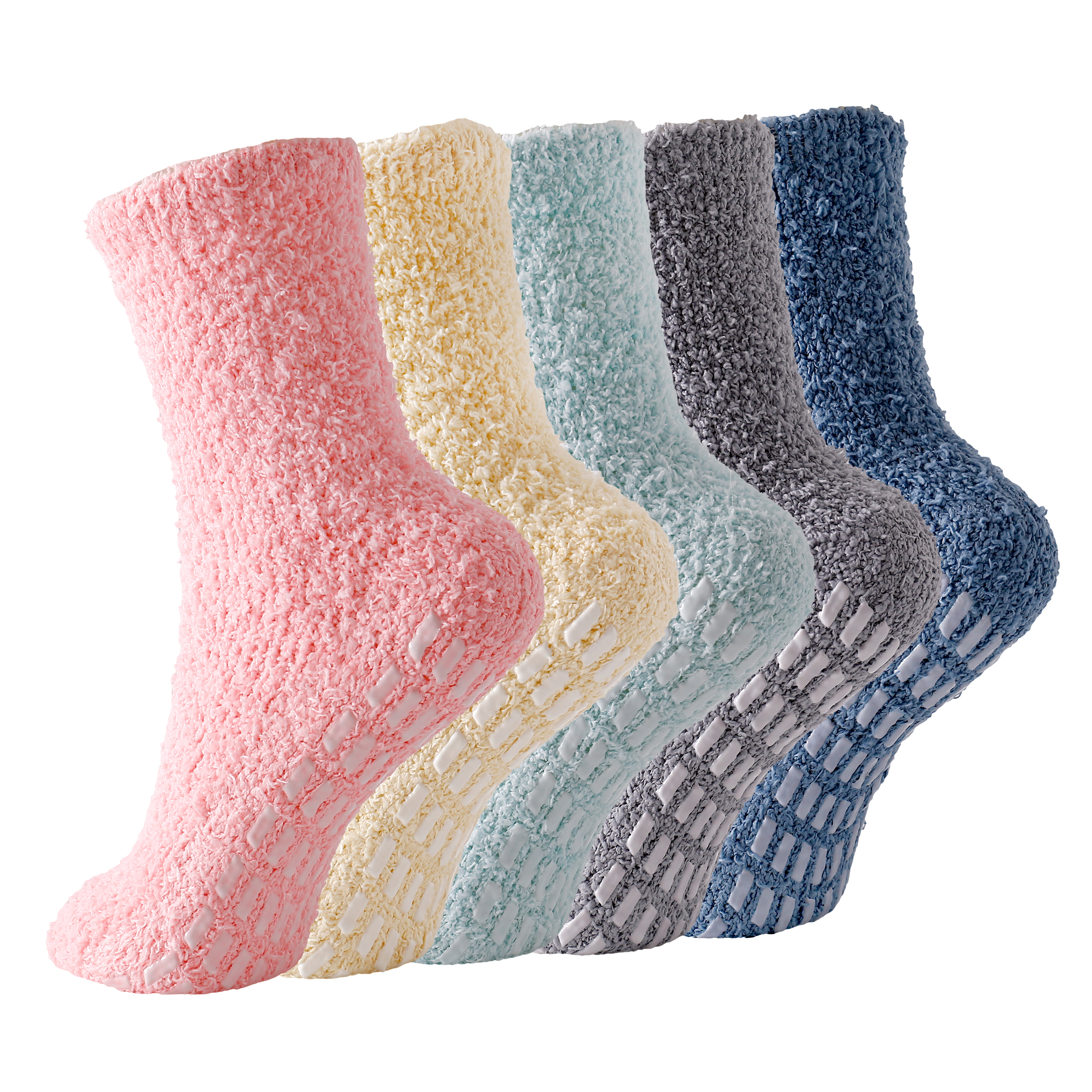 thumbnail video image 2 of Non Slip Socks for Women Winter Warm Cozy Fuzzy Slipper Socks Soft Fluffy Hospital Socks with Grips Crew Size 5-8.5, 2 of 11