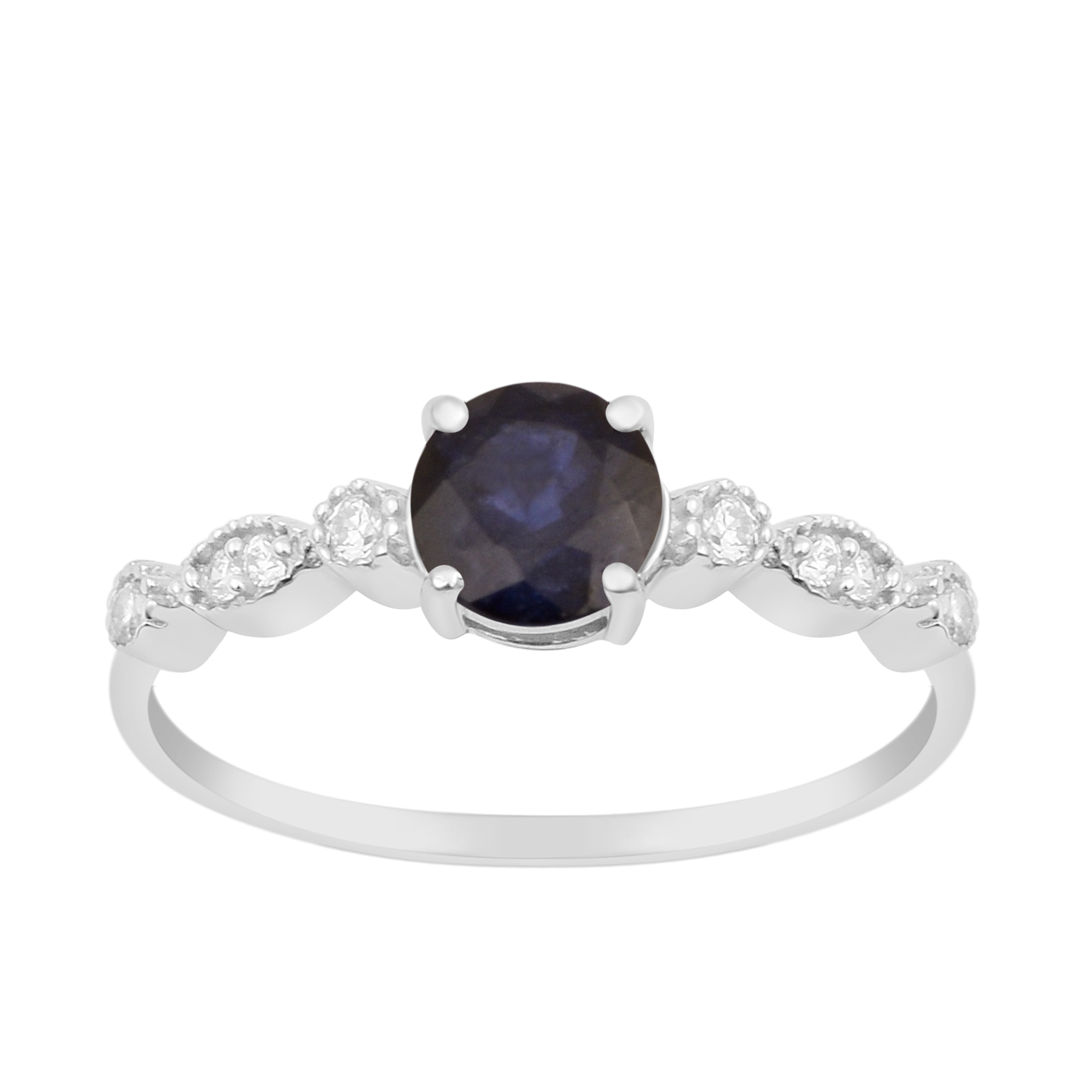 thumbnail video image 2 of 6mm Round Shape Blue Sapphire 925 Sterling Silver Solitaire Women Promise Ring, 2 of 7