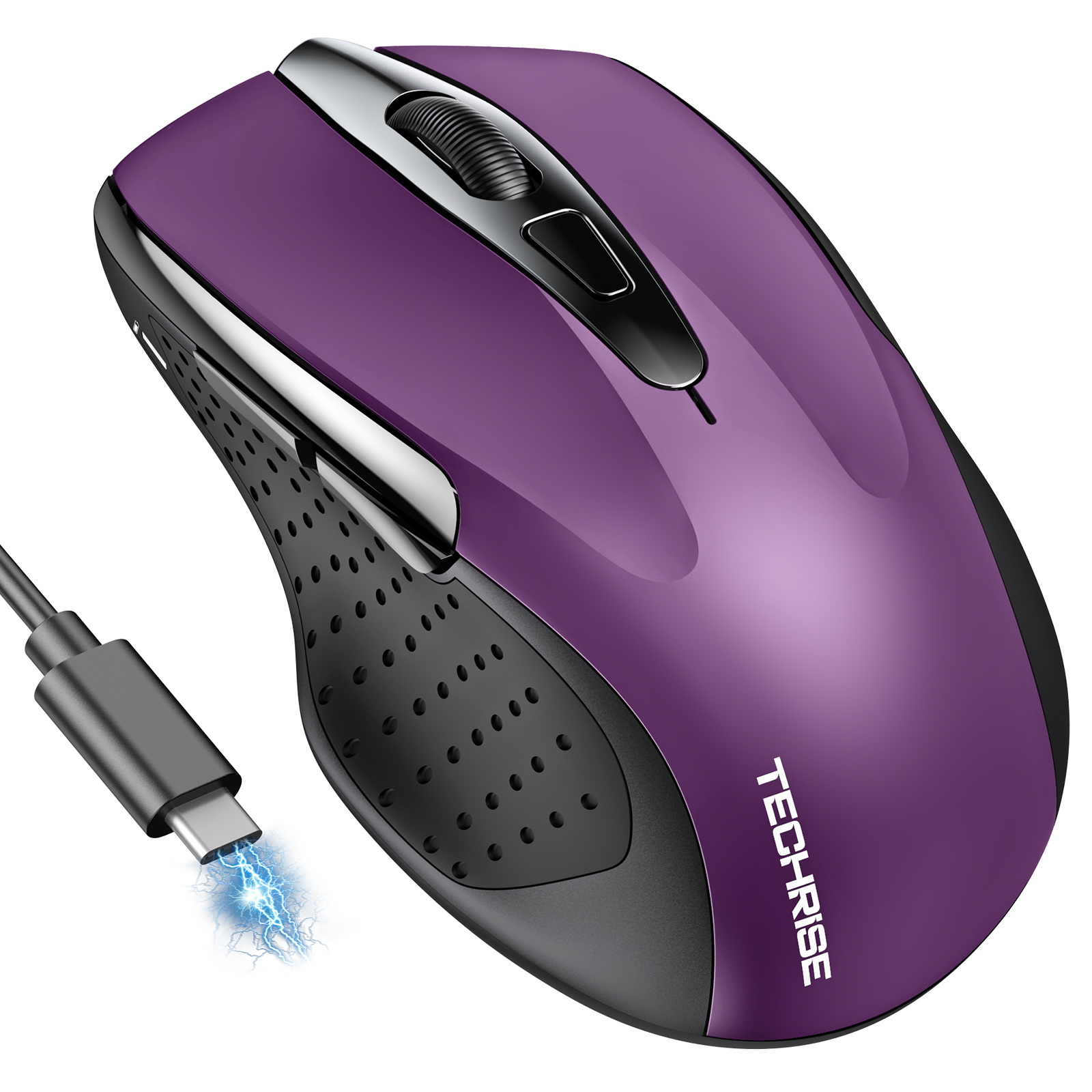 thumbnail video image 2 of Rechargeable Wireless Mouse,Bluetooth Mouse(BT5.0/3.0 & 2.4G),Wireless Mouse with USB Receiver,4800 DPI Optical Tracking,6 Adjustable DPI,Ergonomic Grips,6 Buttons, 2 of 8