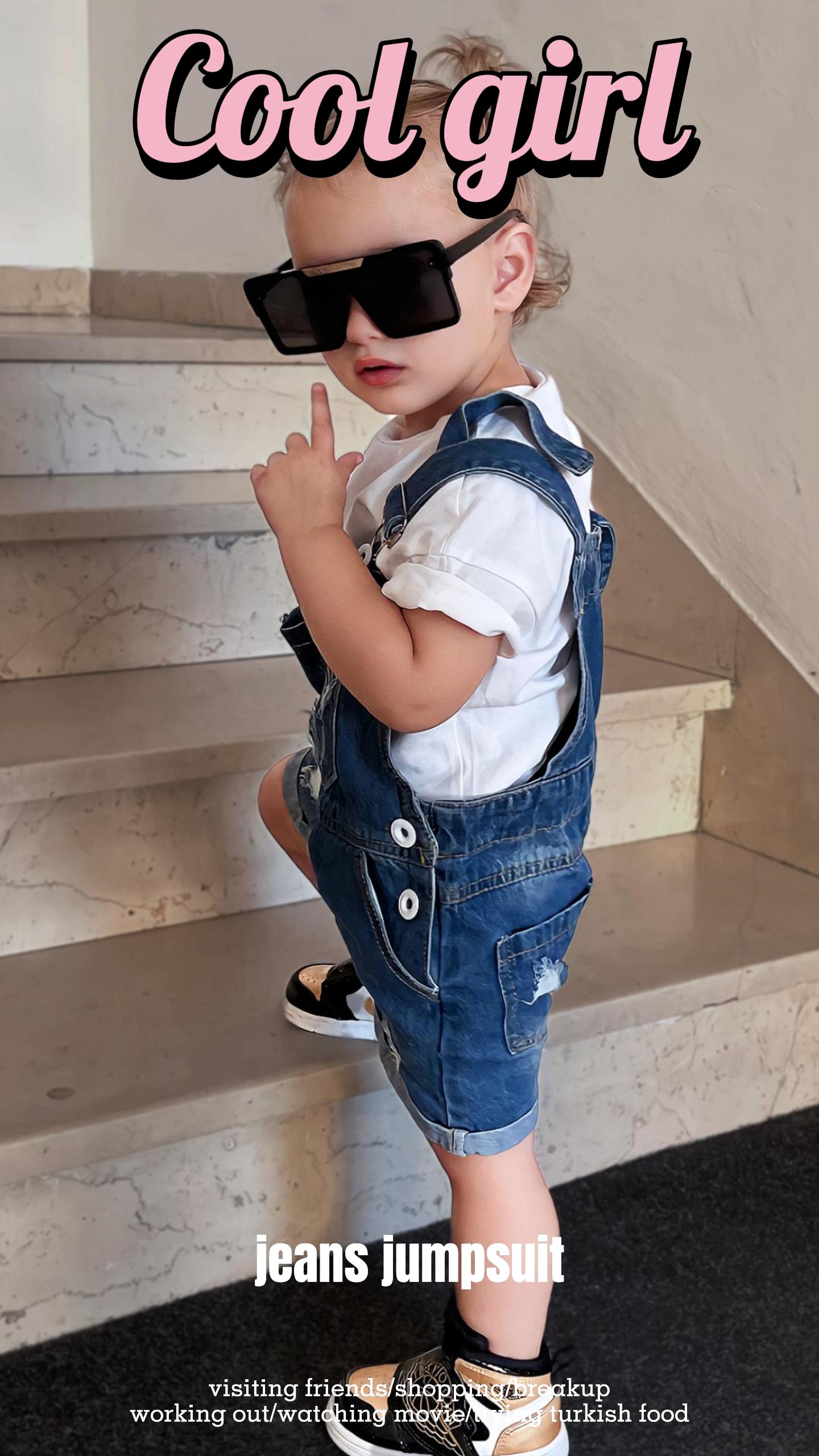 thumbnail video image 2 of KIDSCOOL SPACE Baby Girl Boy Jean Overalls,Toddler Summer Denim Shortall,Blue,6-12 Months, 2 of 9