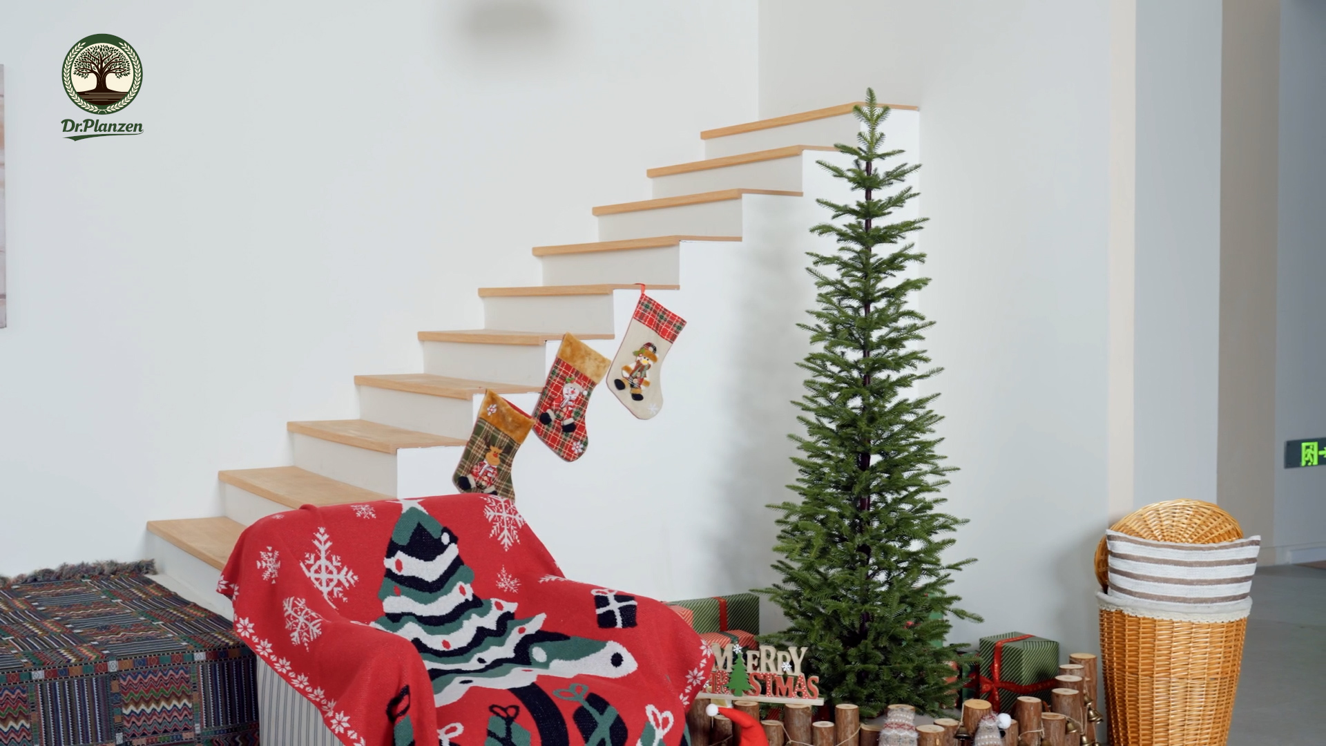 thumbnail video image 2 of DR.Planzen 7ft Pencil Christmas Tree, 1961 Tips PE Realistic Unlit Artificial Slim Christmas Tree with Metal Stand - Holiday Indoor Decoration for Apartment Entryway Corner Office, 2 of 6