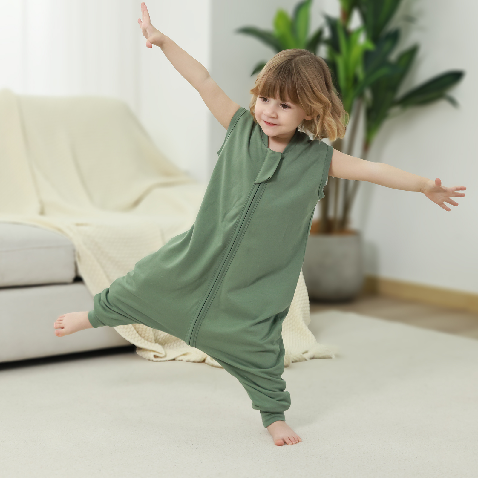 thumbnail video image 2 of Mosebears 1.0 Tog Baby Sleeping Bag - Cotton Sleeveless Sleep Sack for Baby(Dark Green,S(6-12 Months)), 2 of 8