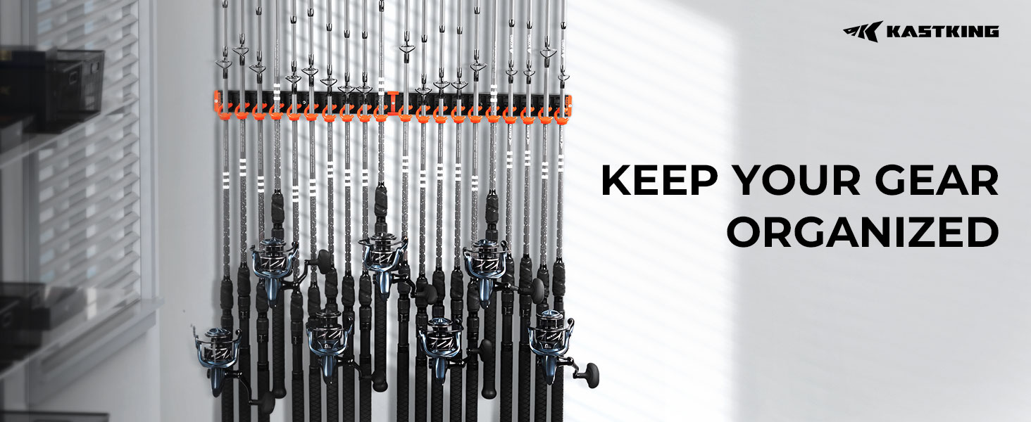 thumbnail video image 2 of KastKing Pivot Grip Rod Holder, Wall-Mount, Holds 10 Combos, 2-Pack V10, 2 of 10