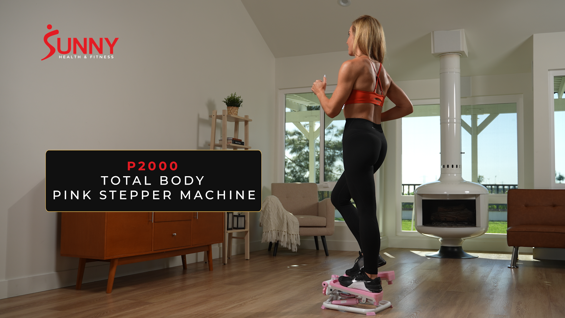 thumbnail video image 2 of Sunny Health & Fitness Total Body Pink Mini Stepper, Compact Home Workout Equipment for Legs & Glutes, Low-Impact Cardio Machine with Digital Monitor, Quiet Hydraulic Resistance - P2000, 2 of 7