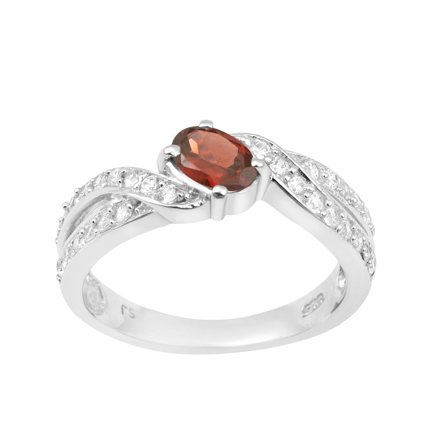 thumbnail video image 2 of 1.20 Ctw Oval Shape Garnet 925 Sterling Silver Women Cluster Wedding Ring, 2 of 7