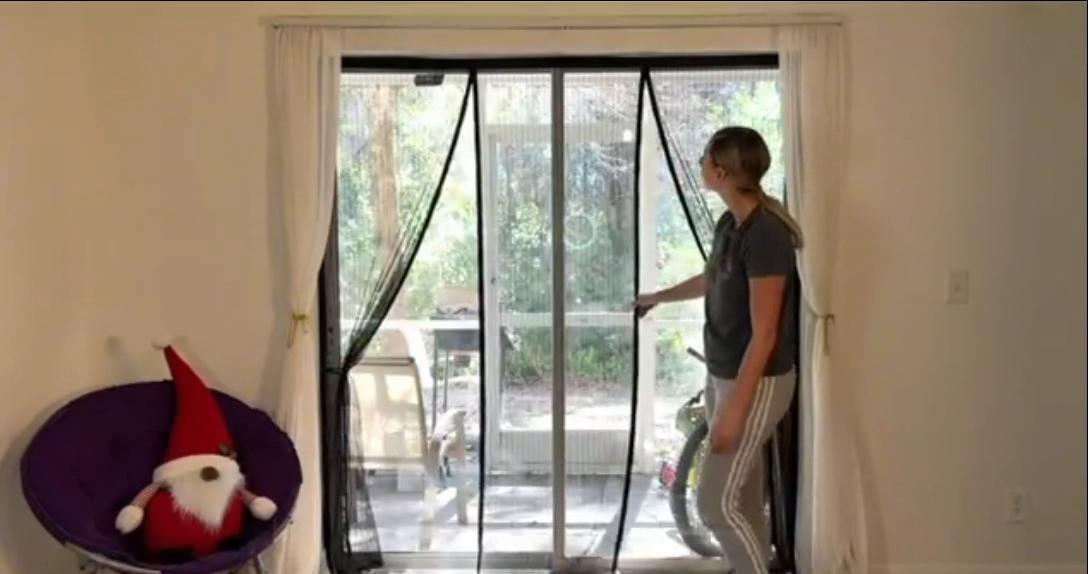 thumbnail video image 2 of Magnetic Door Screen Fit Door Size 60 x 80 Inch, Durable Reinforced Fiberglass Mesh Curtain, Heavy Duty Screen Door with Full Frame Hook & Loop for Sliding Doors, Large Patio Door and French Door, 2 of 10