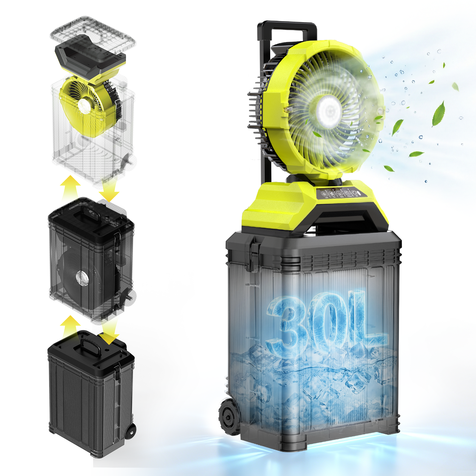 TaskStar 8 Gal 13in Portable Brushless Electric Misting Fan,30000mAh ...