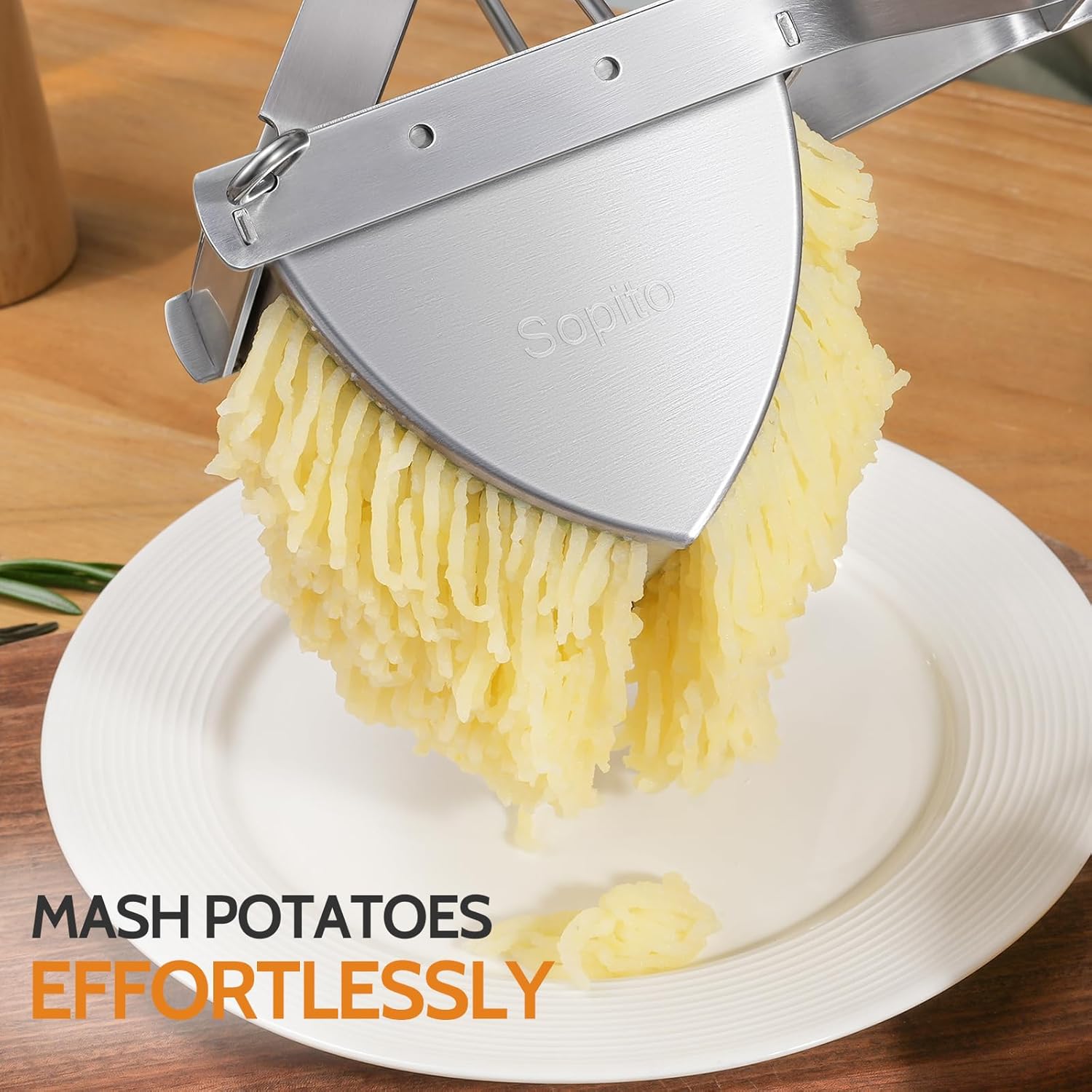 thumbnail video image 2 of Sopito Potato Ricer, Stainless Steel Non-Slip Grip Mashed Potato Ricer for Commercial and Home Use 11.5" x 3.2" x 4", 2 of 9