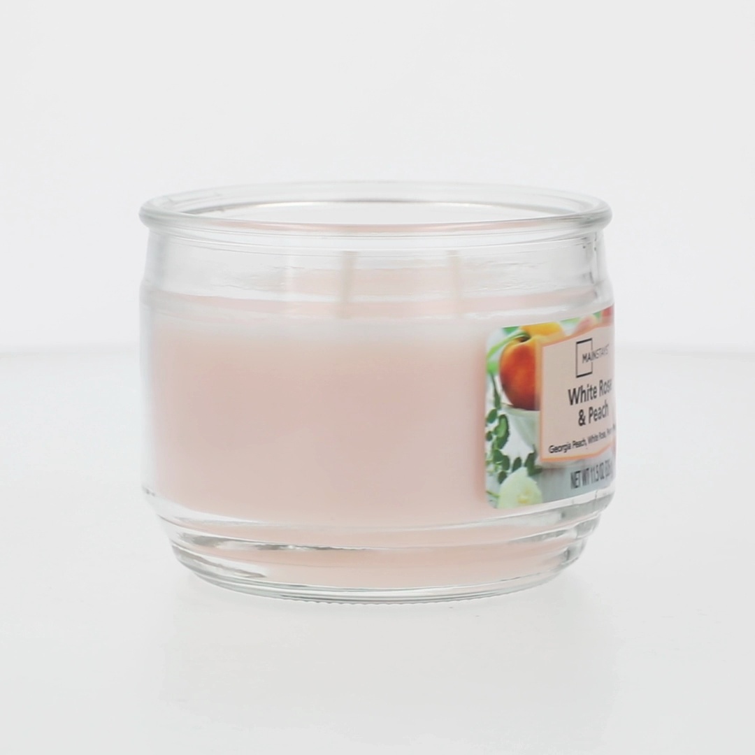 2 pack) Mainstays White Rose & Peach 3-Wick Jar Candle, 11.5 oz