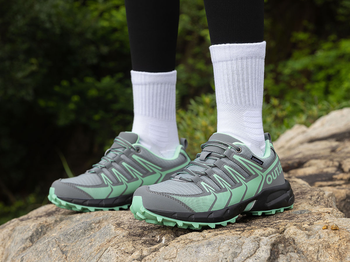 thumbnail video image 2 of Women's Waterproof Hiking Shoes Lightweight Non-Slip Trails Walking Shoes Outdoor Sneakers, 2 of 7