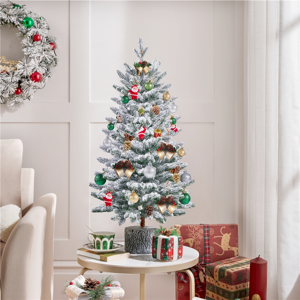 Yaheetech 3ft Pre-lit Flocked Artificial Christmas Tree with Stand ...