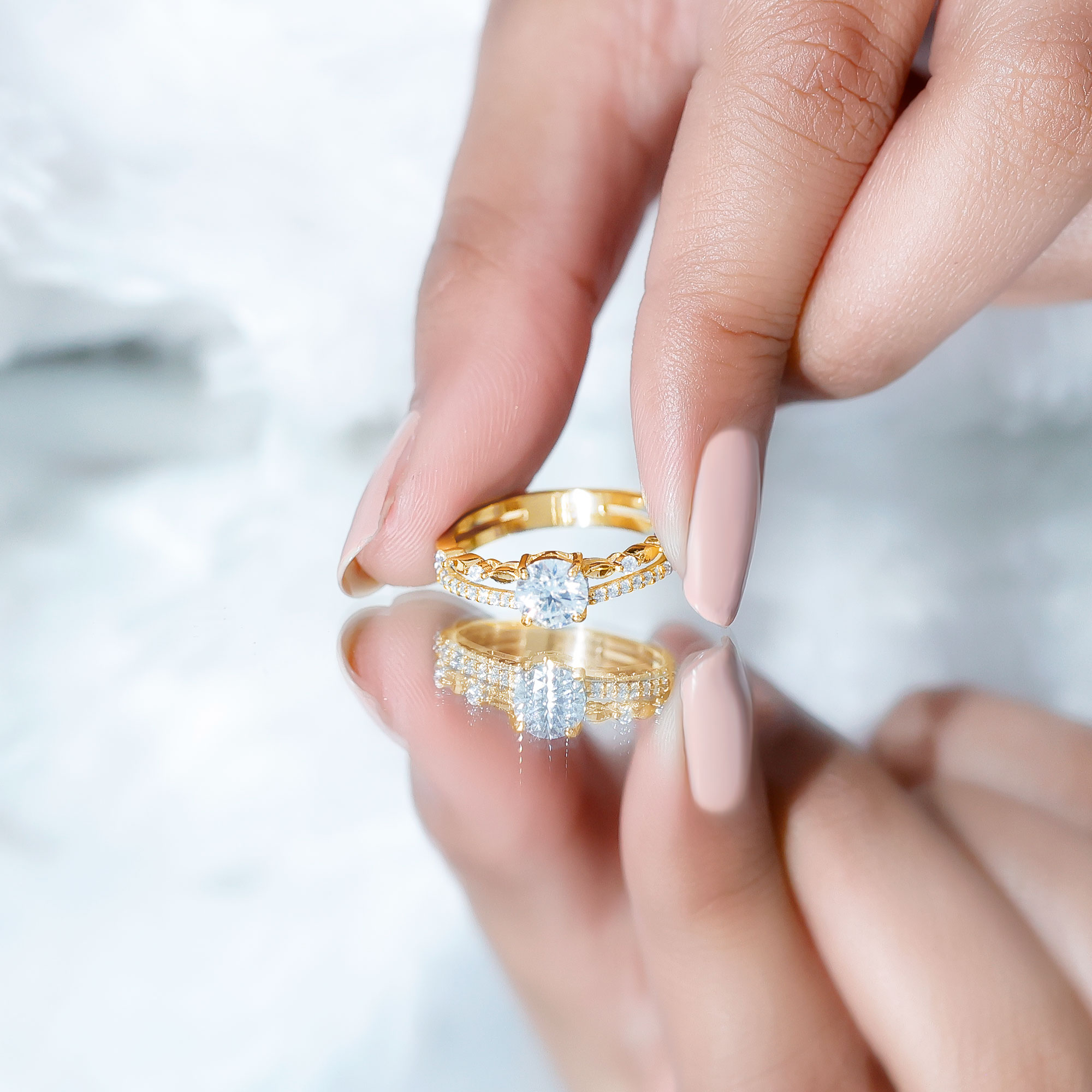 thumbnail video image 2 of Rosec Jewels Solitaire Moissanite Double Band Engagement Ring for Women (6 mm, 1 Ct, D-VS1 Quality), 925 Sterling Silver, US 4.00, 2 of 8