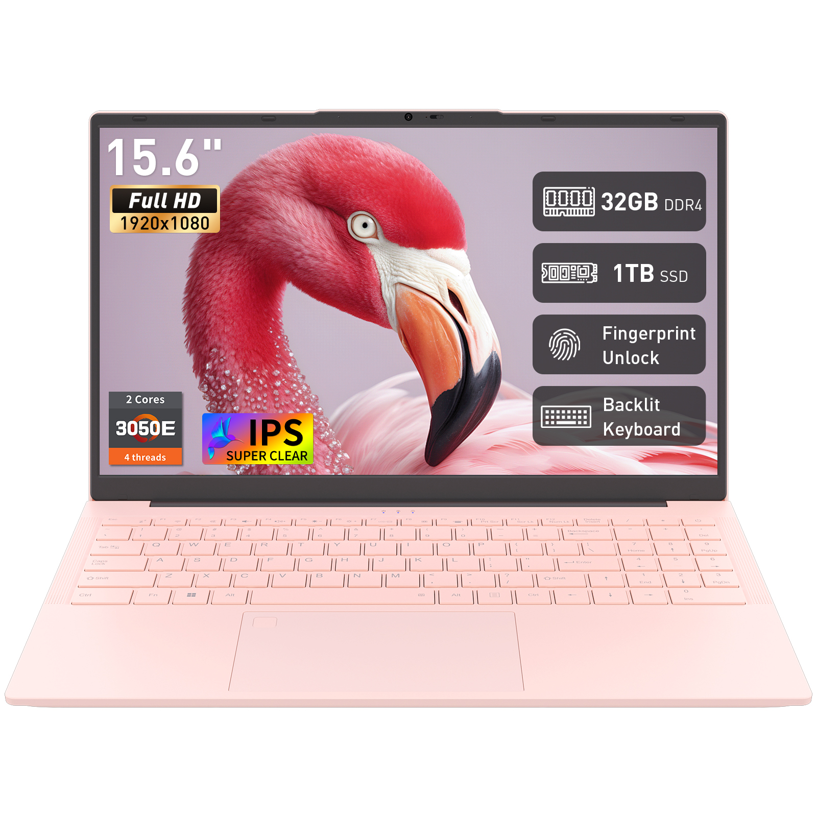 thumbnail video image 2 of Exsurf 15.6" Business Laptop,Win11 Pro, 32GB RAM 1TB SSD,3050E CPU, Type-C Port, Pink Home Computer, 2 of 11