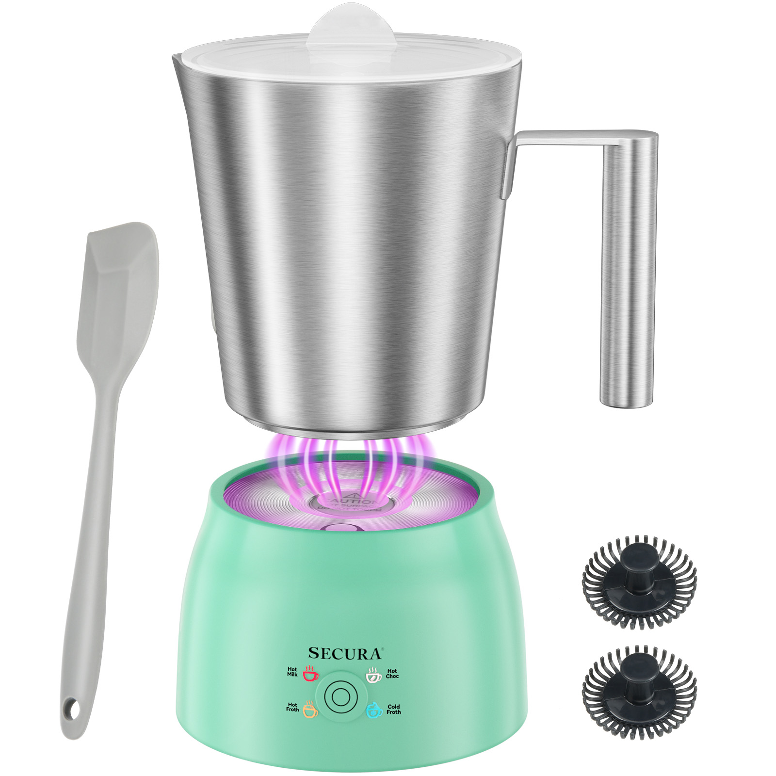 thumbnail video image 2 of Secura Detachable Milk Frother, 17oz Electric Milk Steamer Stainless Steel, Automatic Hot/Cold Foam and Hot Chocolate Maker with Dishwasher Safe (Upgraded), 2 of 6