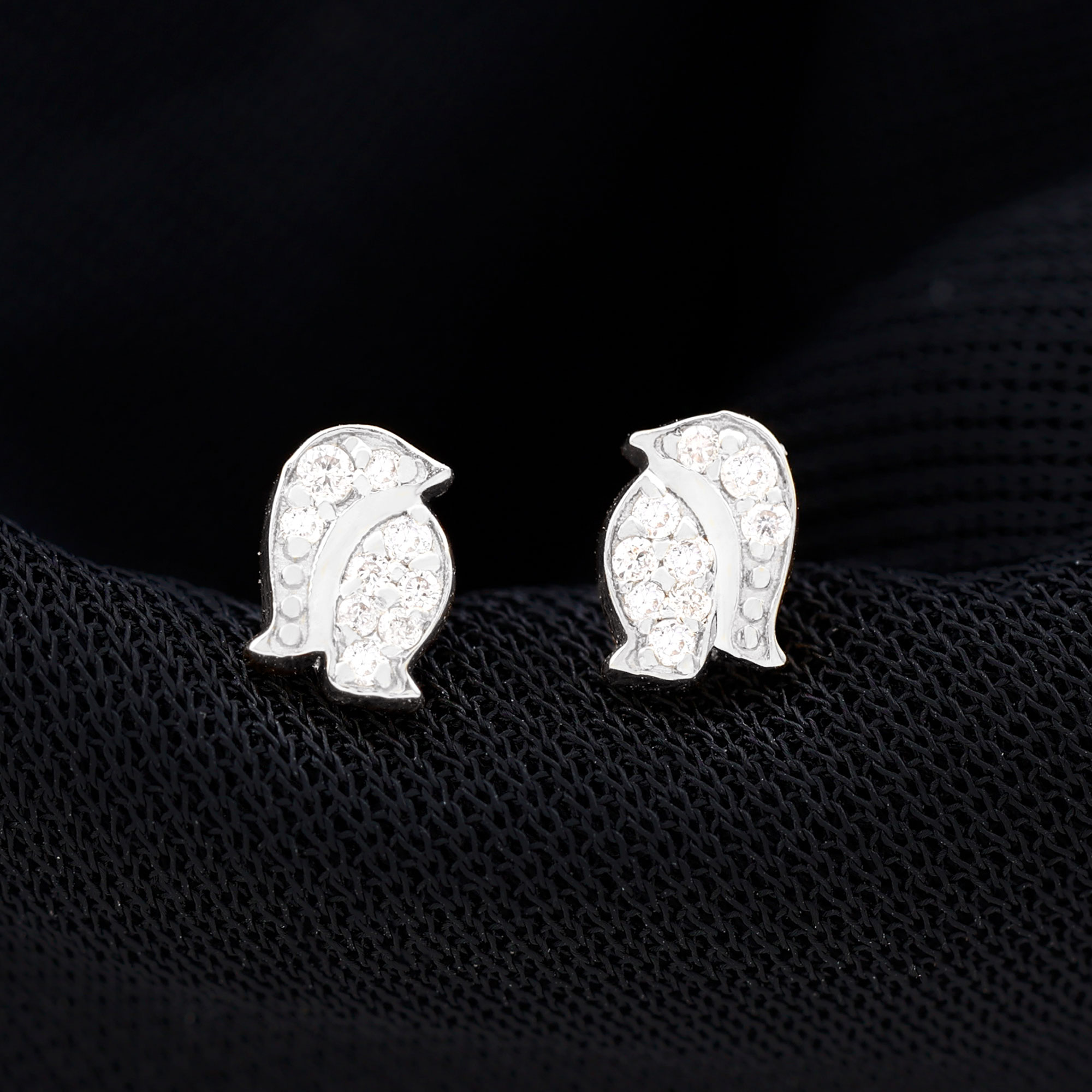 thumbnail video image 2 of Rosec Jewels Cute Penguin Stud Earrings with Diamond for Women - HI-SI Quality, 925 Sterling Silver, 2 of 8