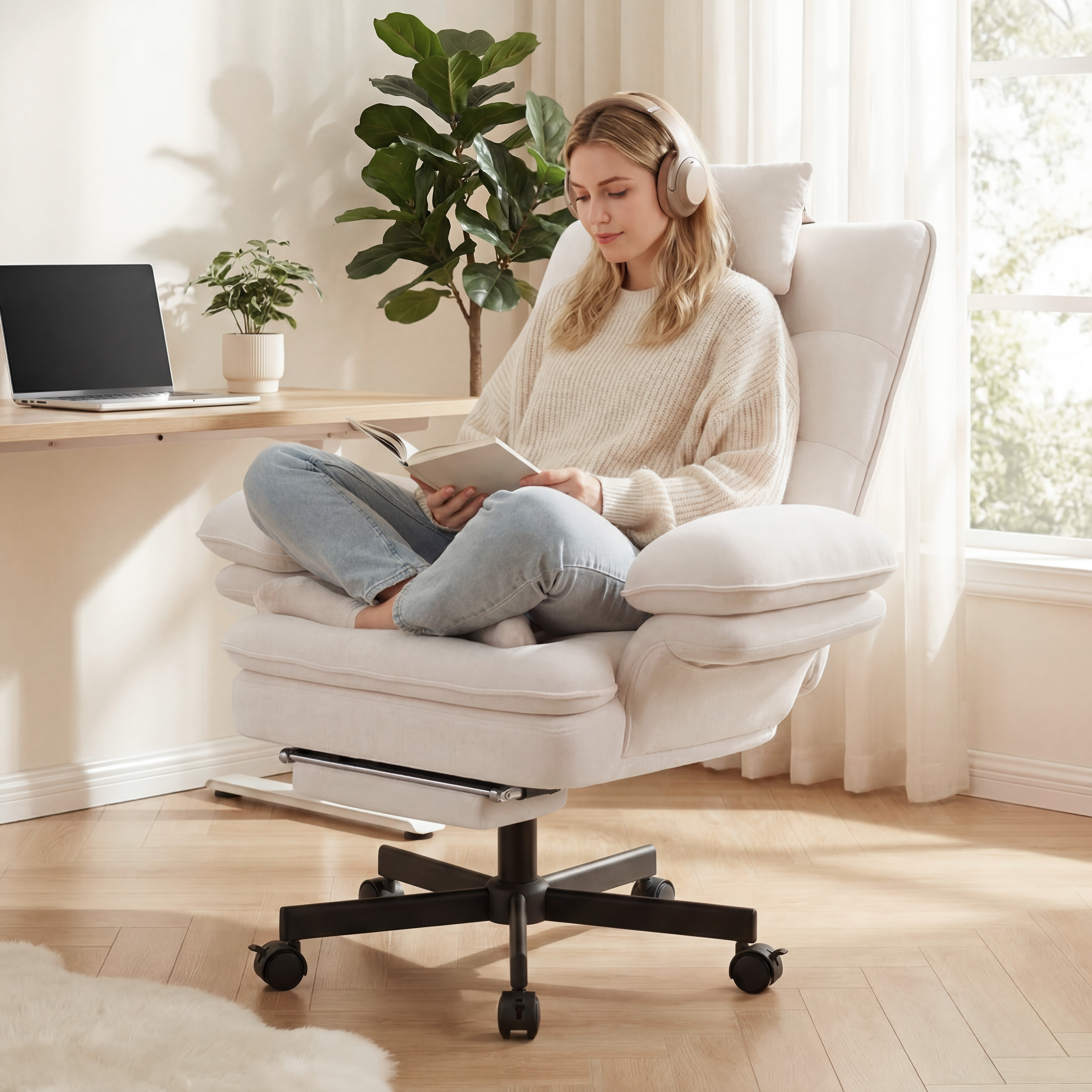 thumbnail video image 2 of Hawsaiy Big and Tall Office Chair with Footrest, Ergonomic Executive Desk Chair with Flip-Up Arms, Reclining High Back Computer Chair with Headrest & Side Pockets, Pink, 2 of 13