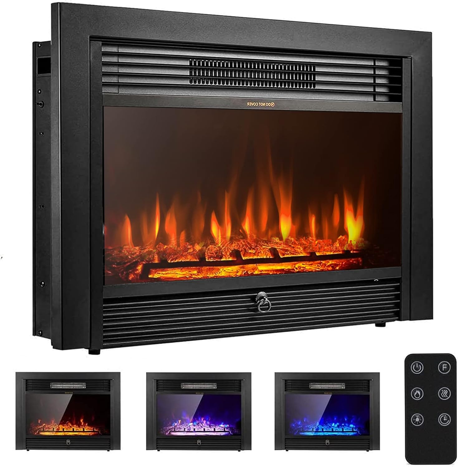 thumbnail video image 2 of YODOLLA 28.5" Fireplace Electric Embedded Insert Heater with Remote Control and Timer, 2 of 10