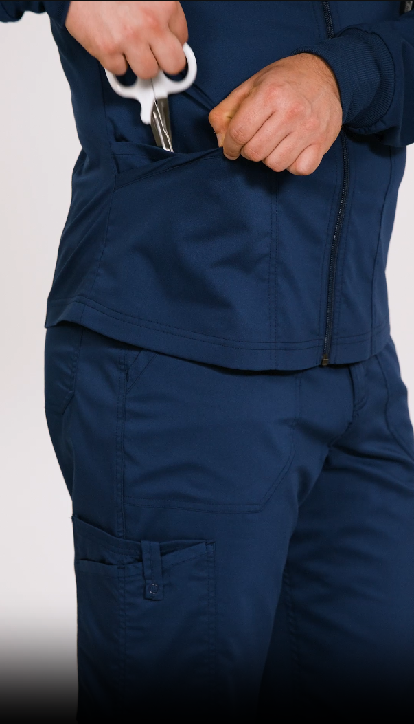 thumbnail video image 2 of Cherokee Workwear Revolution Men Scrubs Jacket Zip Front WW320, 2 of 10