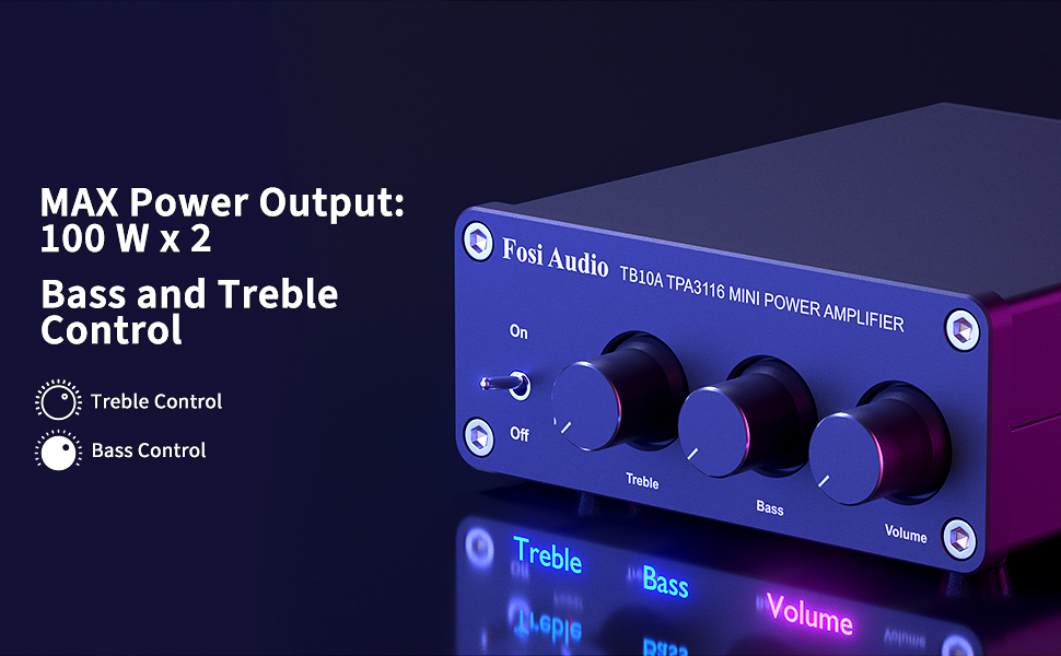 thumbnail video image 2 of Fosi Audio TB10A 200-Watt Continuous Power 2-Channel Audio Power Amplifier, 2 of 7