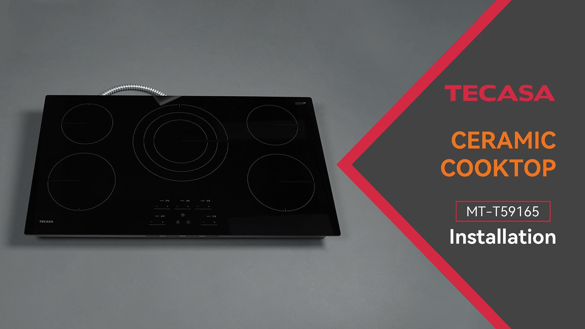 thumbnail video image 2 of Tecasa 36 Inch 5 Burners Smooth Surface (Radiant) Electric Ceramic Cooktop, 9000 W Built-In Stove Top with Tri-Ring Element and Touch Control, Black, 2 of 13