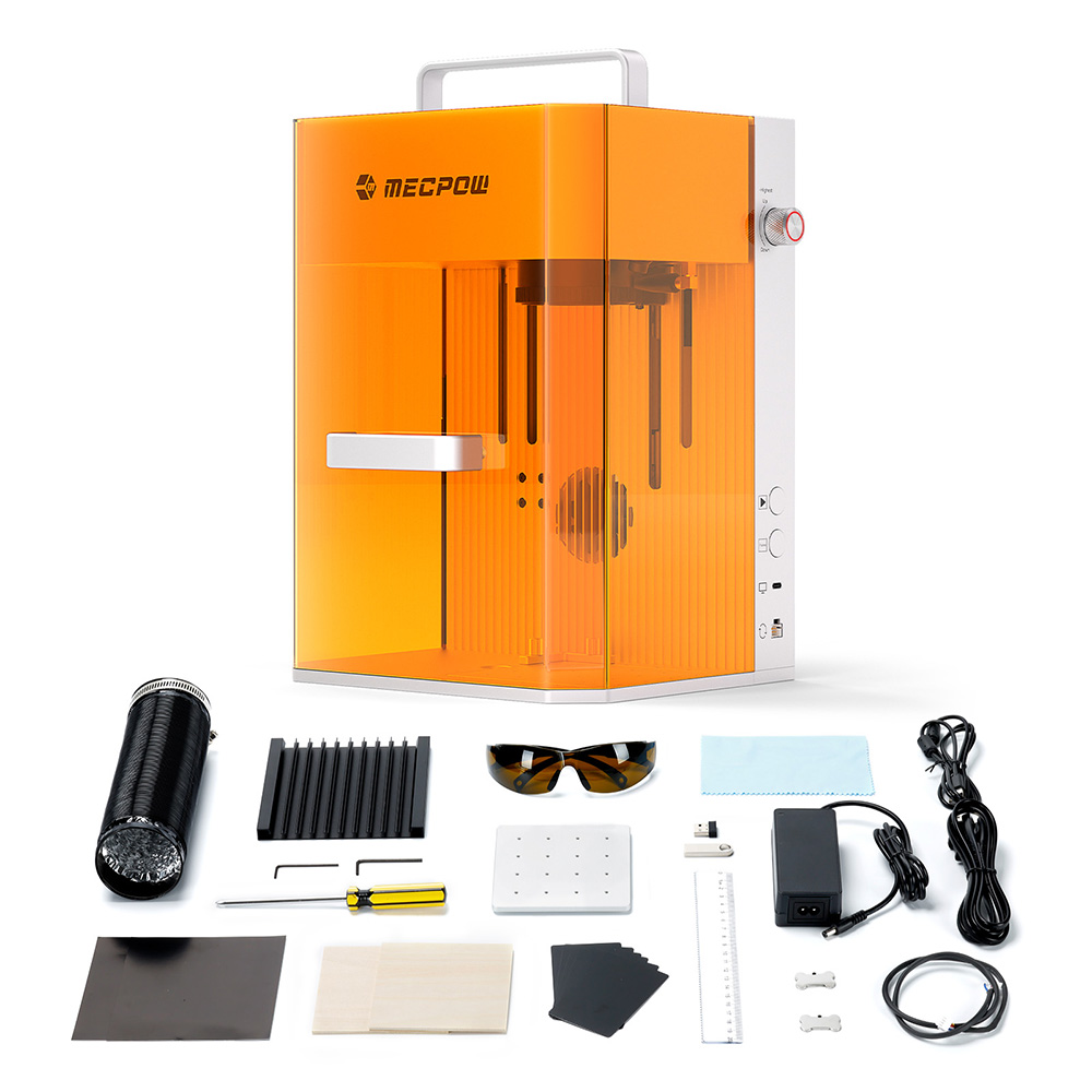 thumbnail video image 2 of Mecpow X1 Dual-Source Engraving & Cutting Machine, 2W Infrared + 10W Diode, 5000mm/s High-Speed, Enclosed Design, 105×105mm, 2 of 16