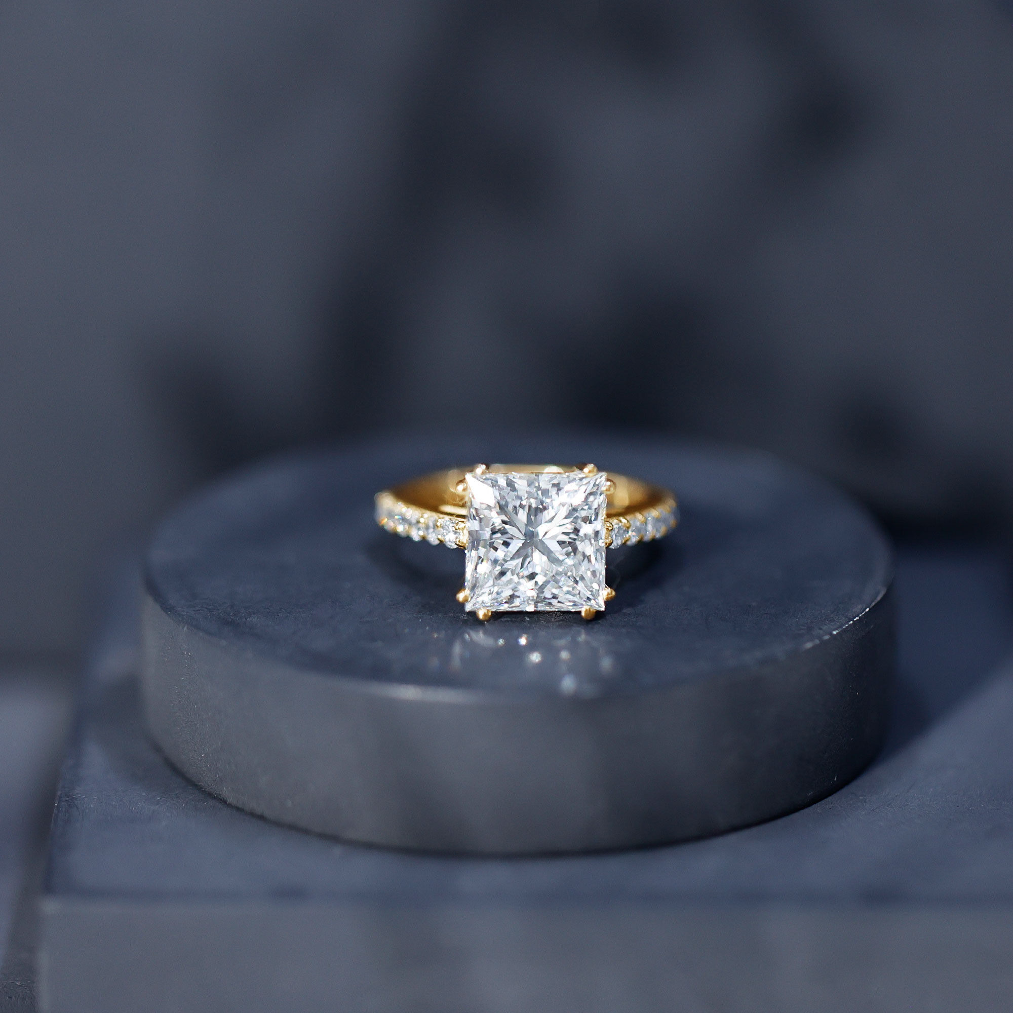 thumbnail video image 2 of Rosec Jewels Lab Grown Diamond Princess Cut Engagement Ring 5 Carat - IGI Certified Diamond Solitaire Ring - E-VS1 Quality, 925 Sterling Silver, US 4.00, 2 of 9