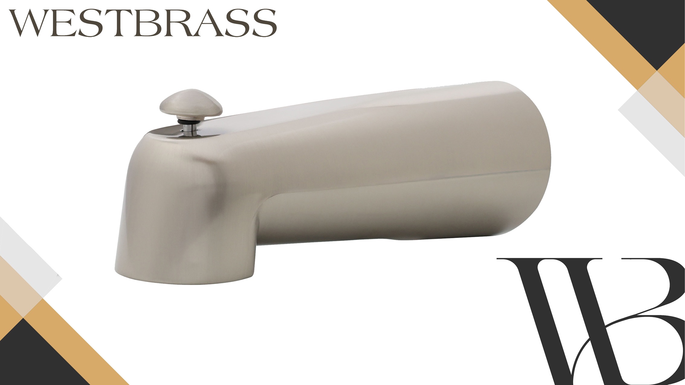 thumbnail video image 2 of Westbrass 7" Reach Wall Mount Tub Spout with Diverter, Satin Nickel, 2 of 11