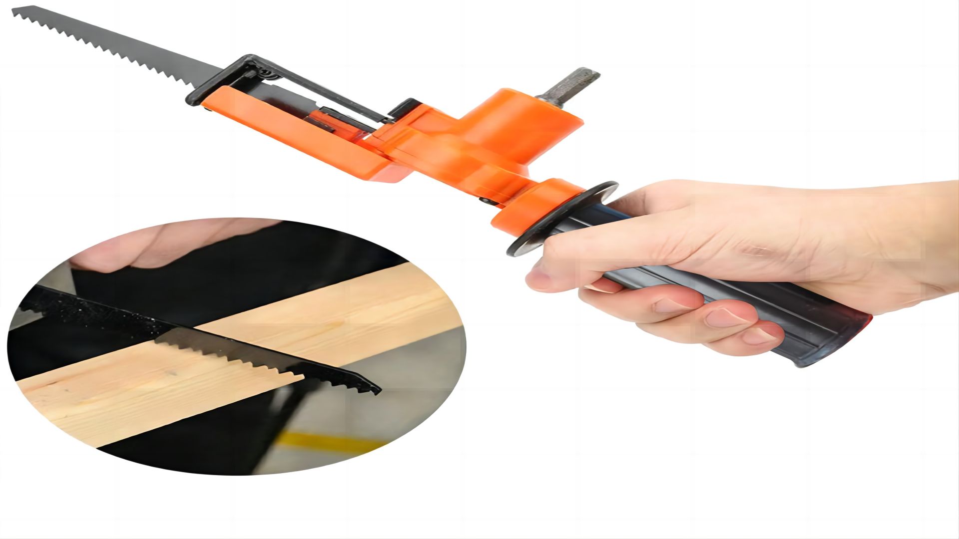 thumbnail video image 2 of Kezqiaxn Electric Saw Electric Drill Modified Electric Saw Electric Reciprocating Saw Tool Household Horse Knife Saw Electric Drill Turning Saw Woodworking Logging Saw Orange, 2 of 9