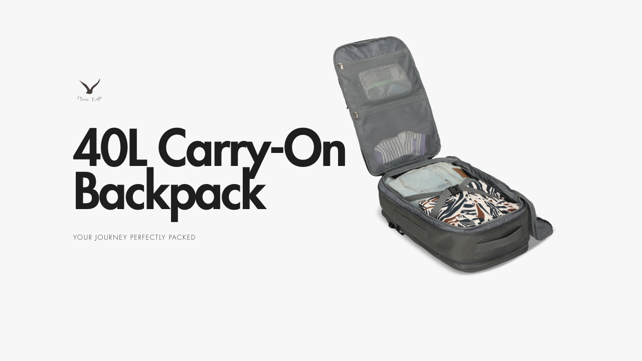 thumbnail video image 2 of Expandable Carry-On Travel Backpack (40L) – Hynes Eagle – Navy, 2 of 8