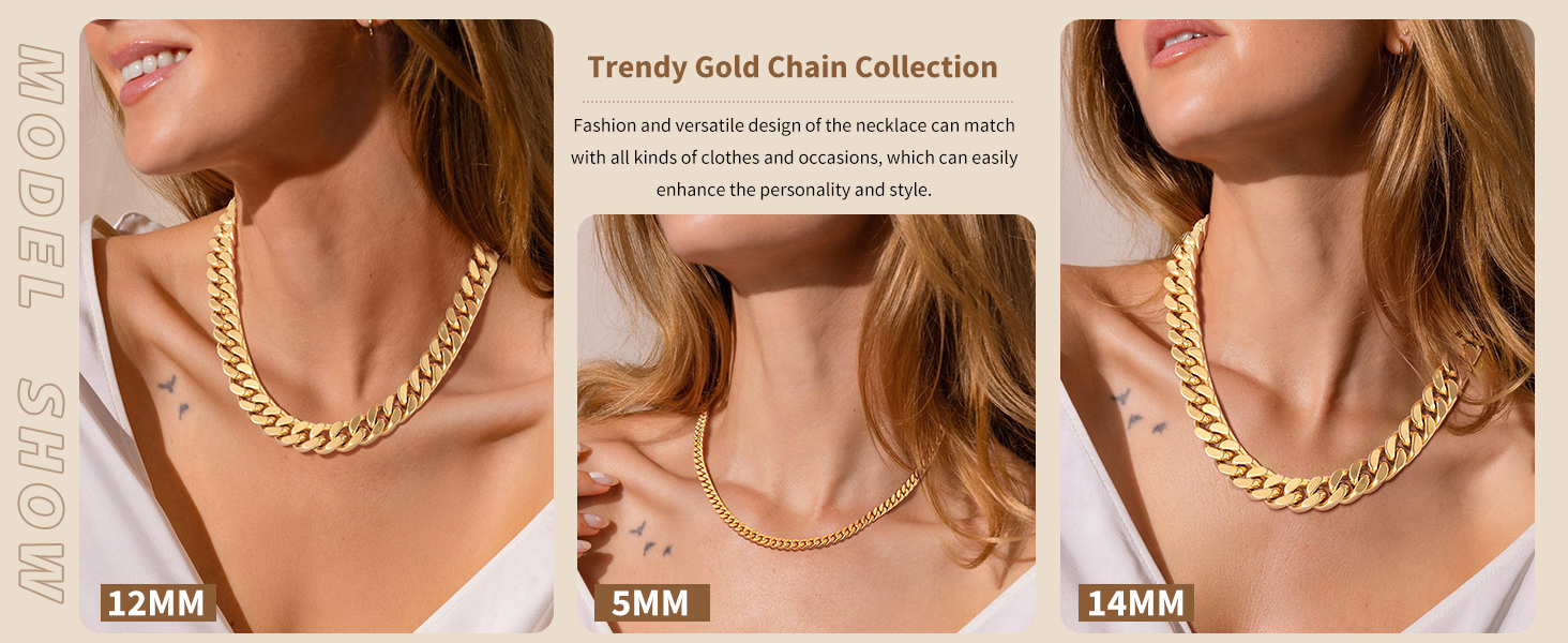 thumbnail video image 2 of FindChic Chunky Cuban Link Chain for Women Stainless Steel Choker Necklace Silver Hip Hop Curb Chain Birthday Valentines Day Jewelry Gifts Her Girlfriend Wife Lady Female Adult Age Ideas, 12mm/18inch, 2 of 9