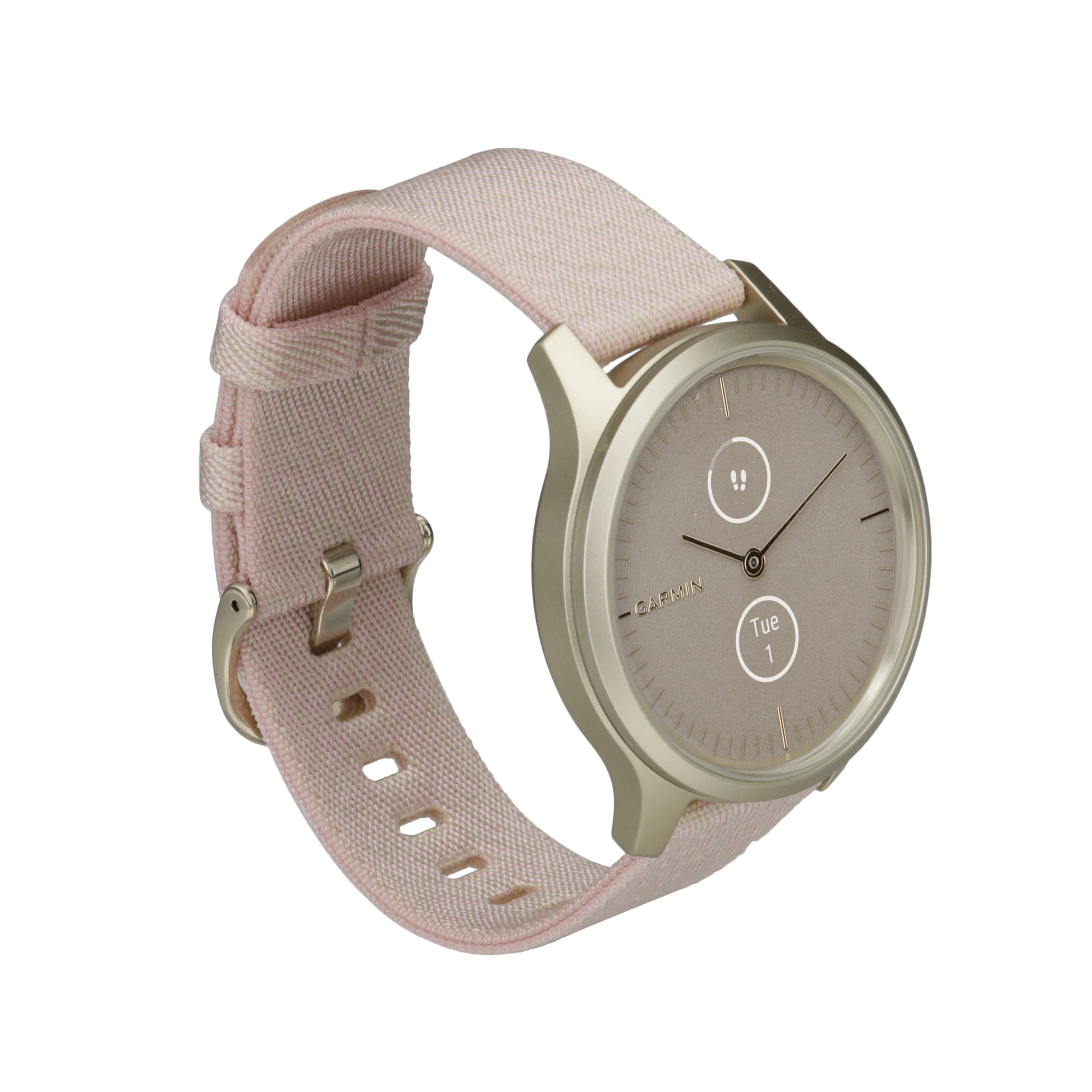 Garmin vívomove Style 42mm Light Gold-Tone Aluminum Case with Blush Pink  Woven Nylon Band GPS Running Watch for sale online